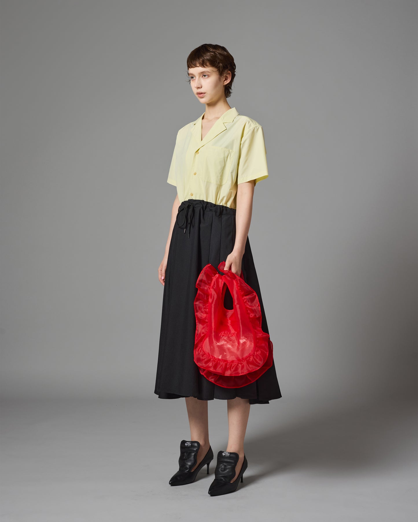 [PRE ORDER] OPENCOLLAR SHIRT ONE-PIECE (YELLOW×BLACK)