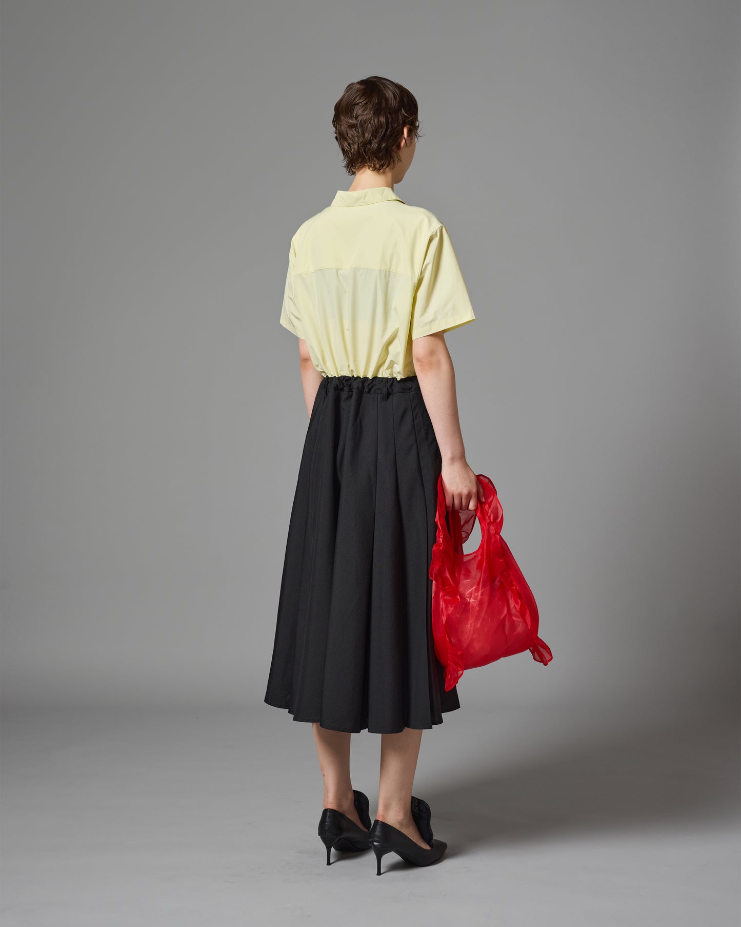 [PRE ORDER] OPENCOLLAR SHIRT ONE-PIECE (YELLOW×BLACK)