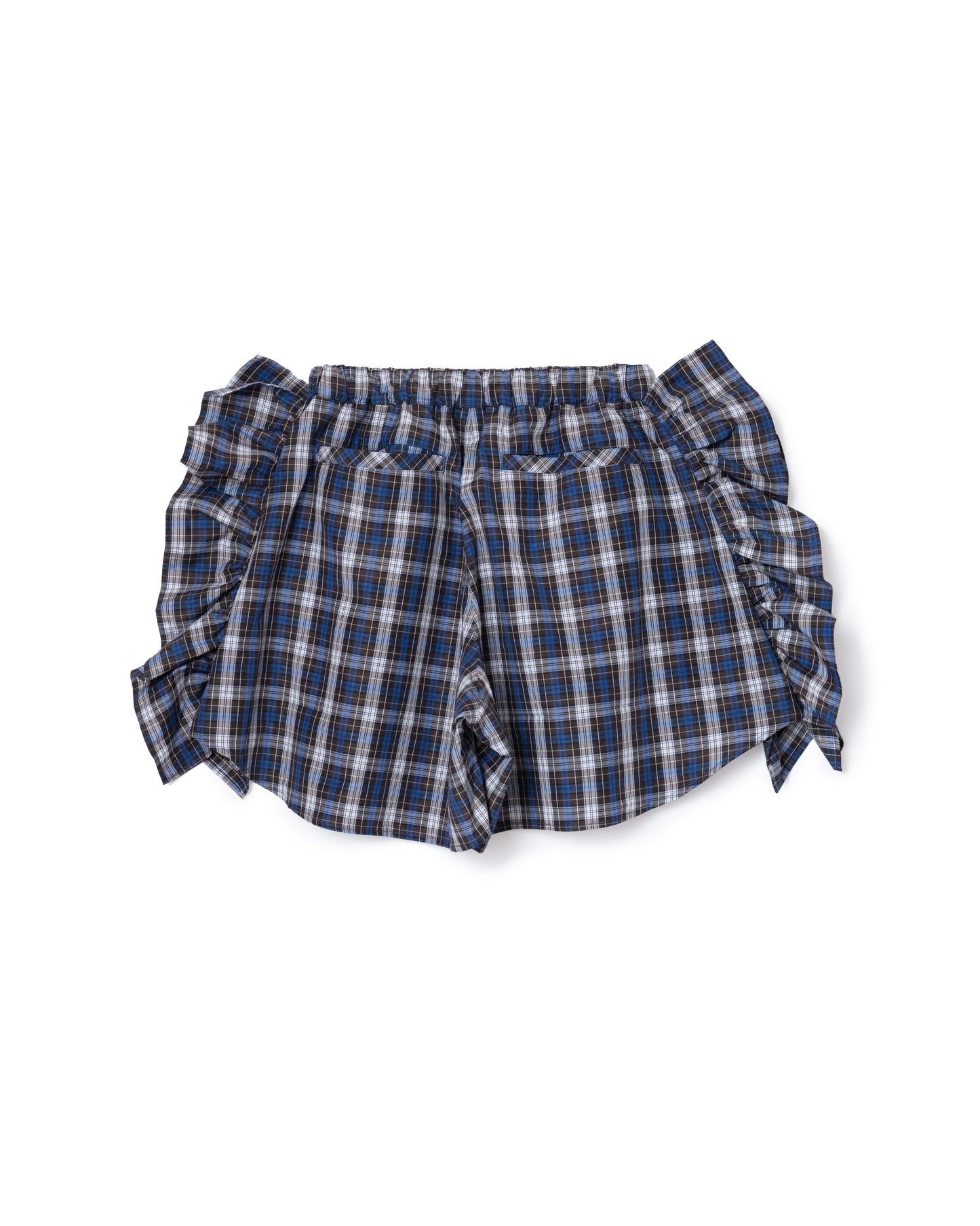 CHECK FRILL TRUCK SHORTS  (BLUE)
