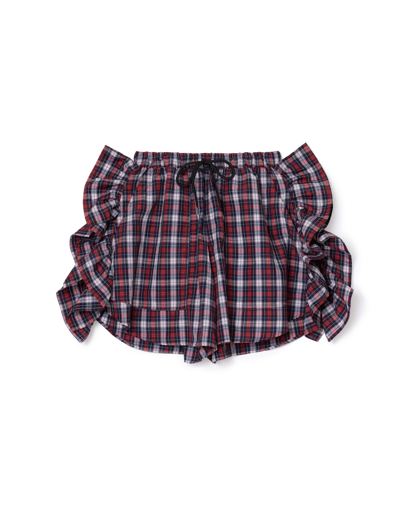 CHECK FRILL TRUCK SHORTS  (RED)