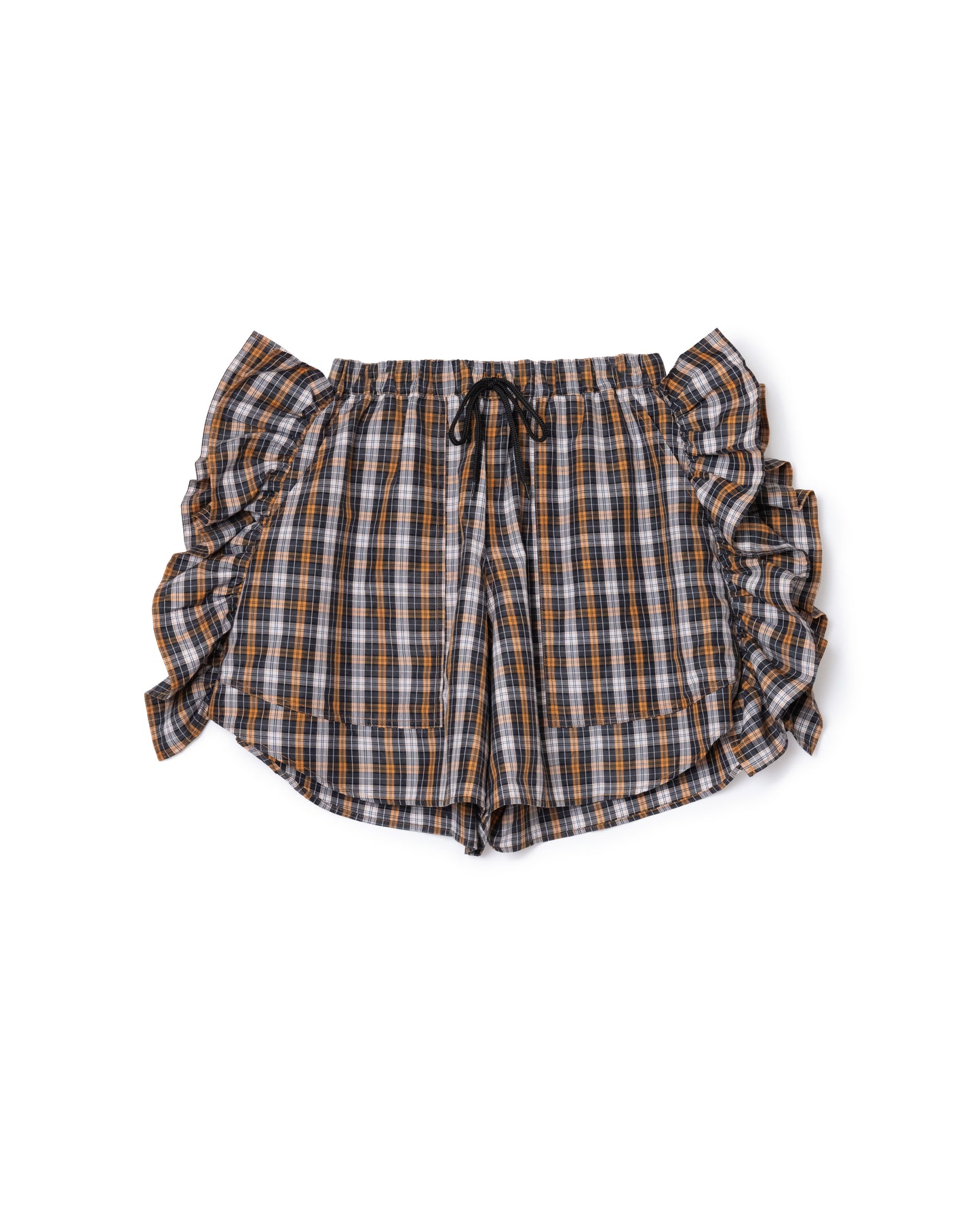 CHECK FRILL TRUCK SHORTS  (YELLOW)