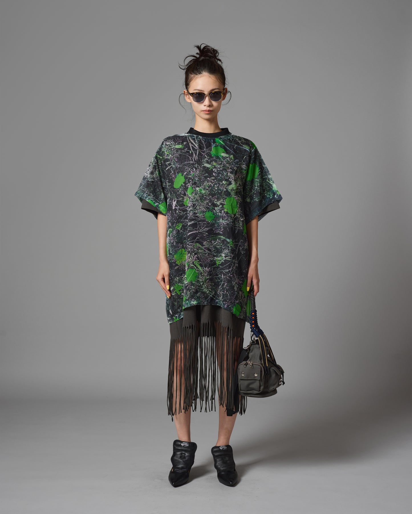 FRINGE T-SHIRT ONE-PIECE(GRAY)