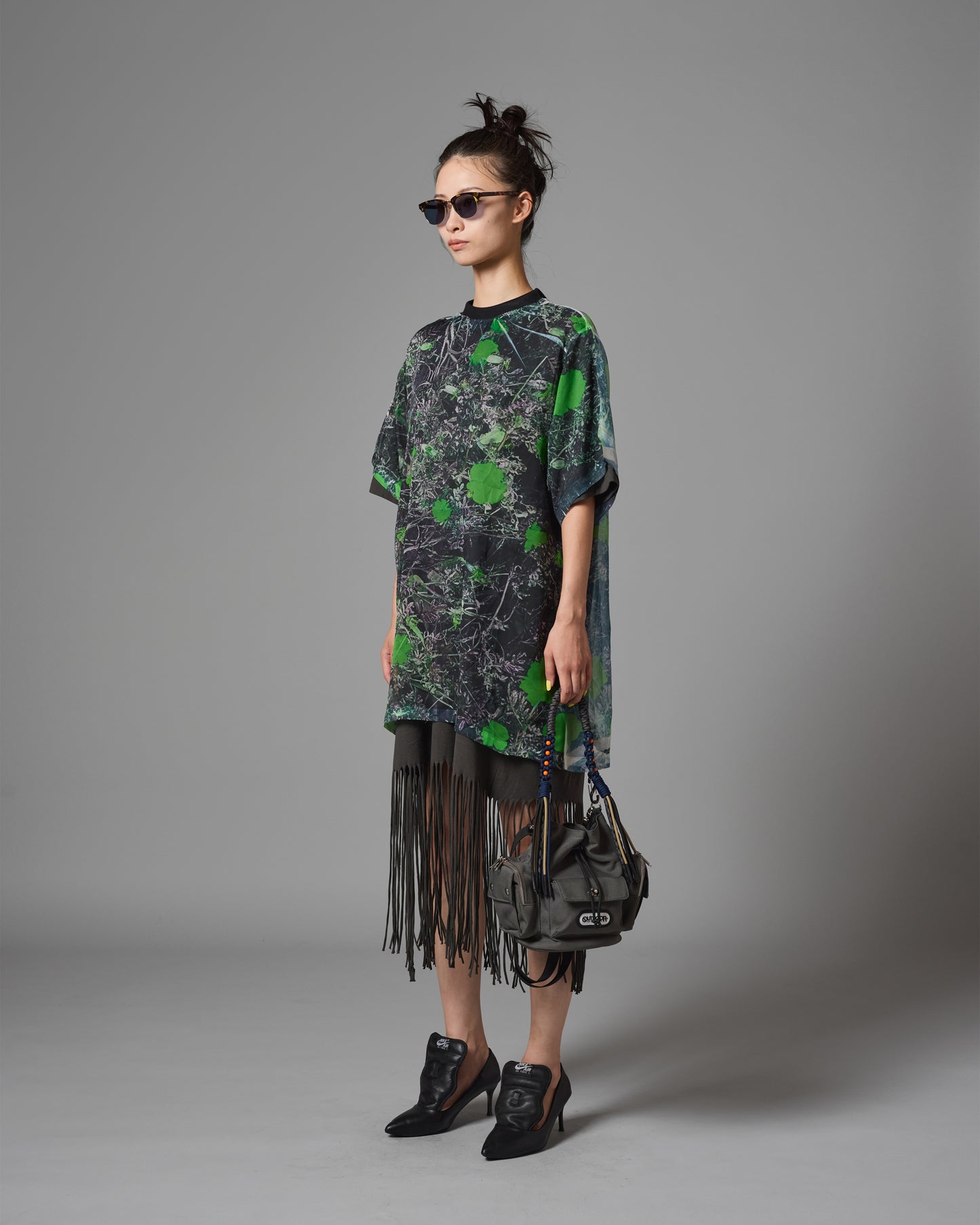 FRINGE T-SHIRT ONE-PIECE(GRAY)