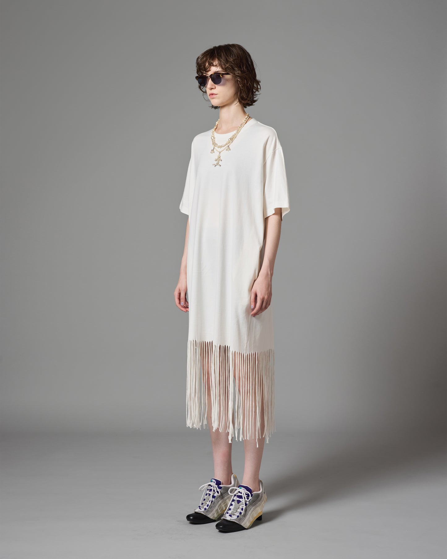 FRINGE T-SHIRT ONE-PIECE(WHITE)