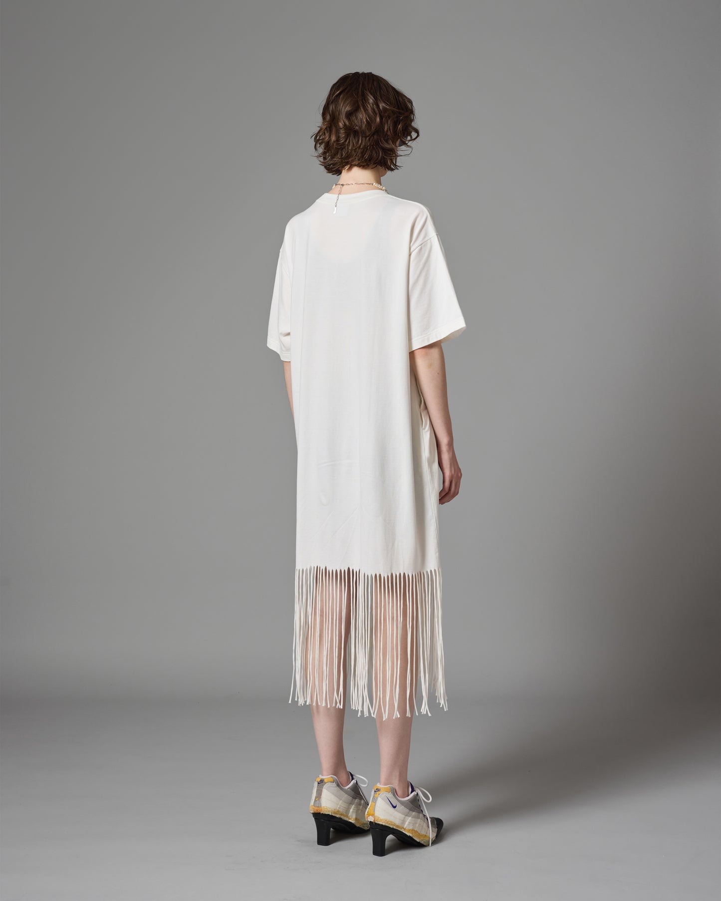 FRINGE T-SHIRT ONE-PIECE(WHITE)
