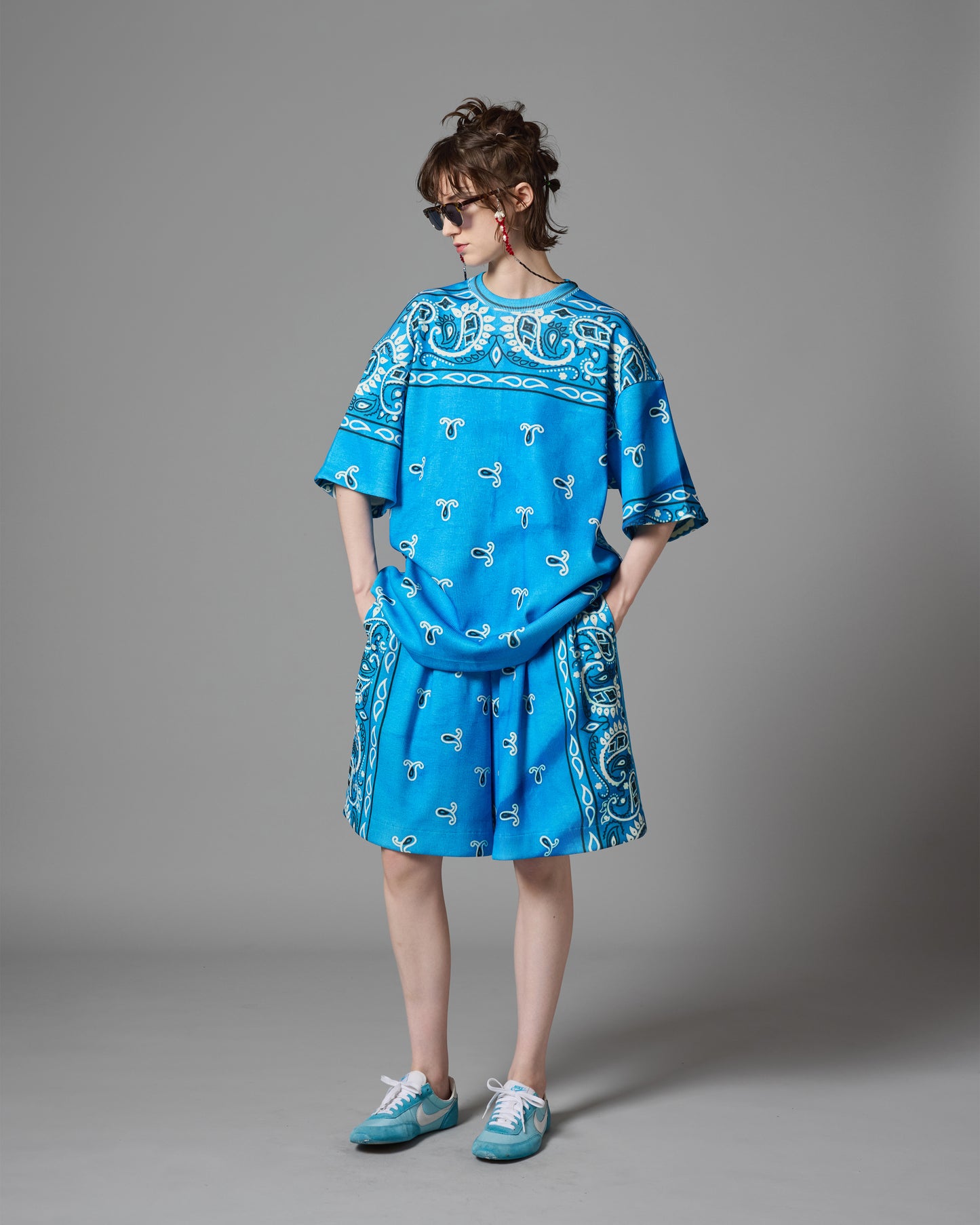 [PRE ORDER] PRINT RIB WIDE SHORTS (BANDANA)