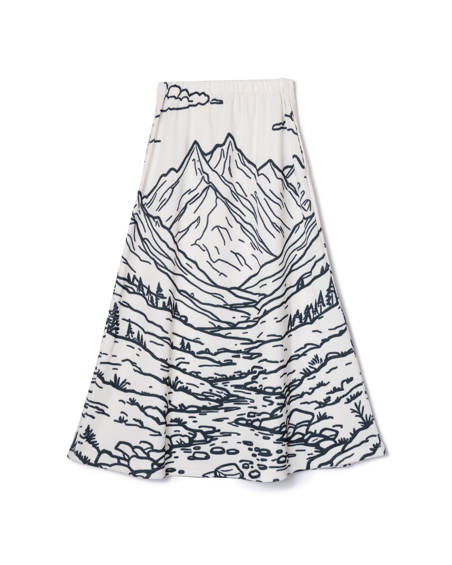 [PRE ORDER] PRINT RIB LONG SKIRT (DRAWING)