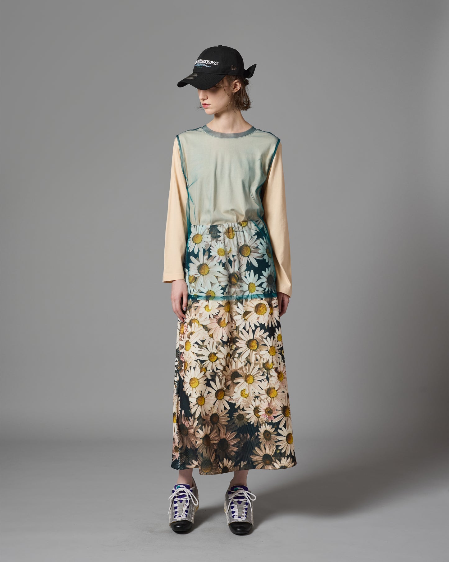 [PRE ORDER] PRINT RIB LONG SKIRT (FLOWER)