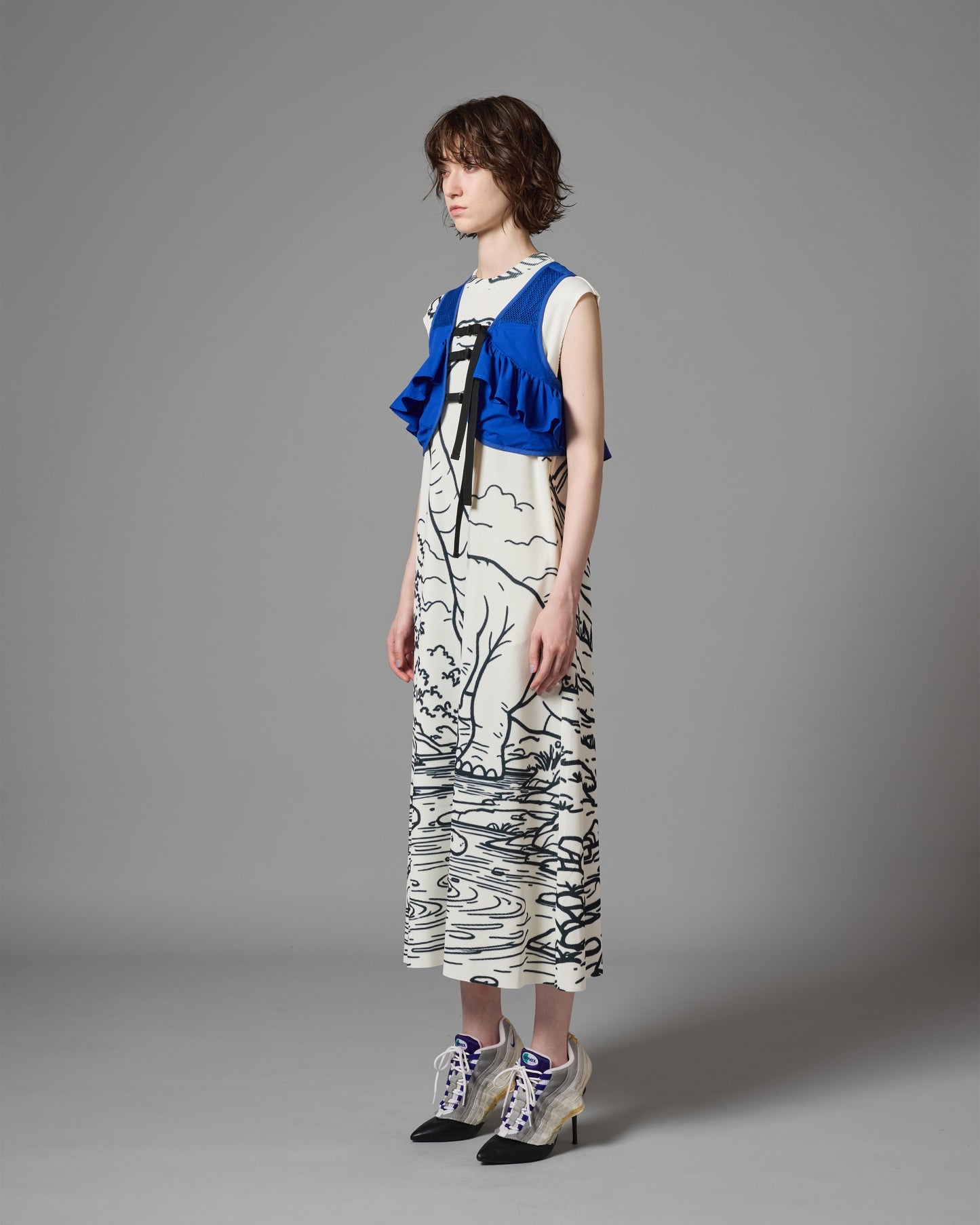 [PRE ORDER] PRINT RIB NO SLEEVE ONE-PIECE (DRAWING)