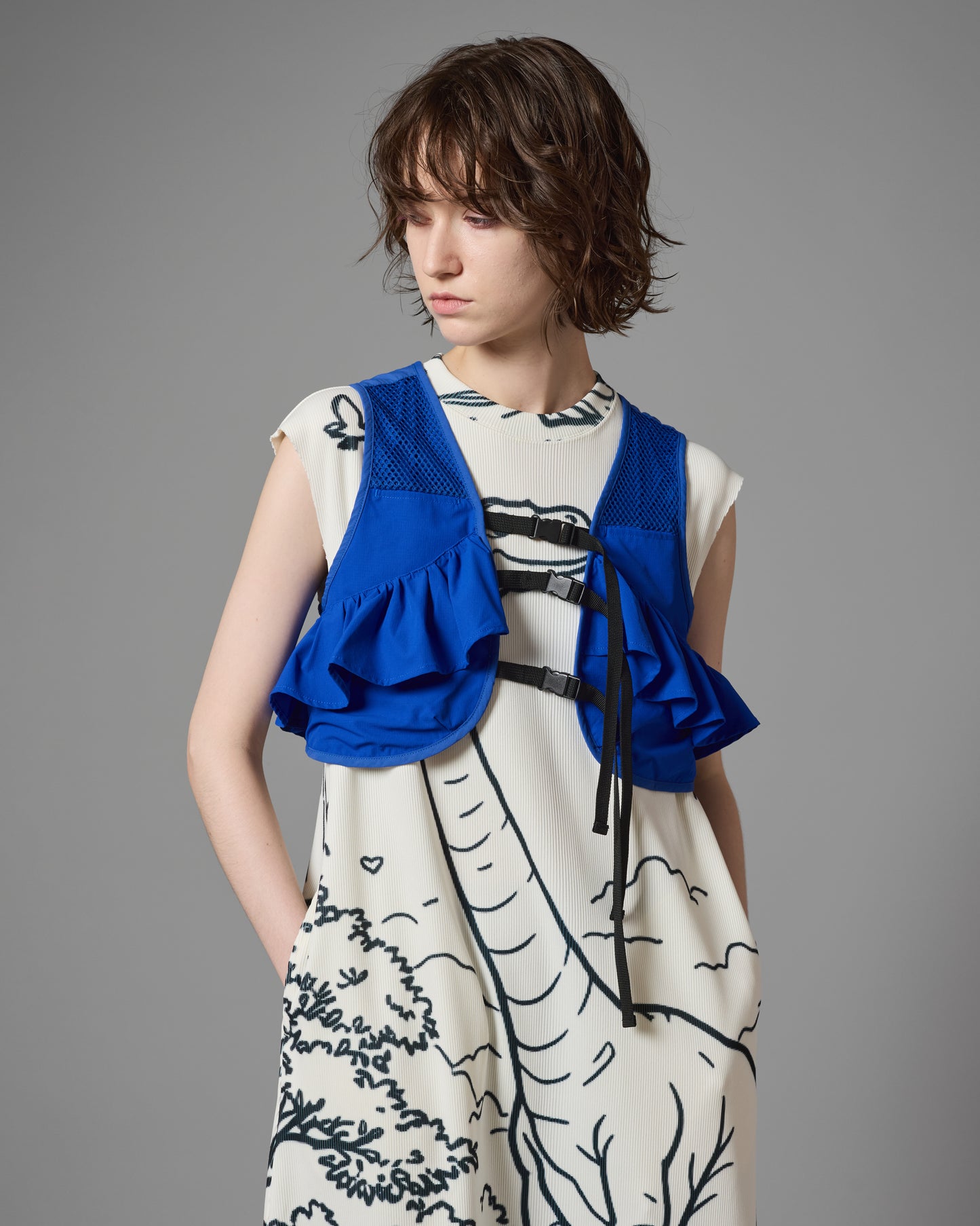 [PRE ORDER] PRINT RIB NO SLEEVE ONE-PIECE (DRAWING)