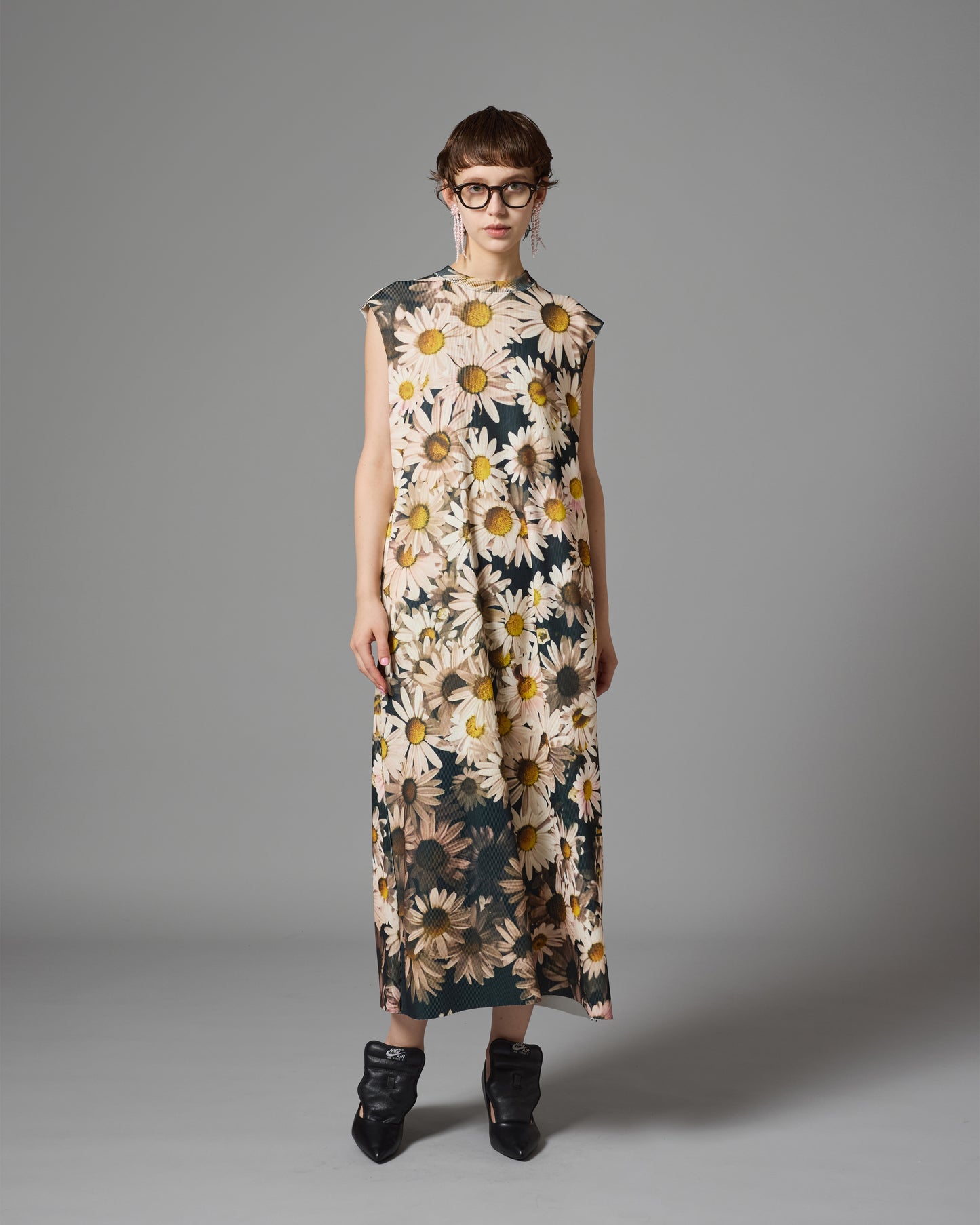 [PRE ORDER] PRINT RIB NO SLEEVE ONE-PIECE (FLOWER)