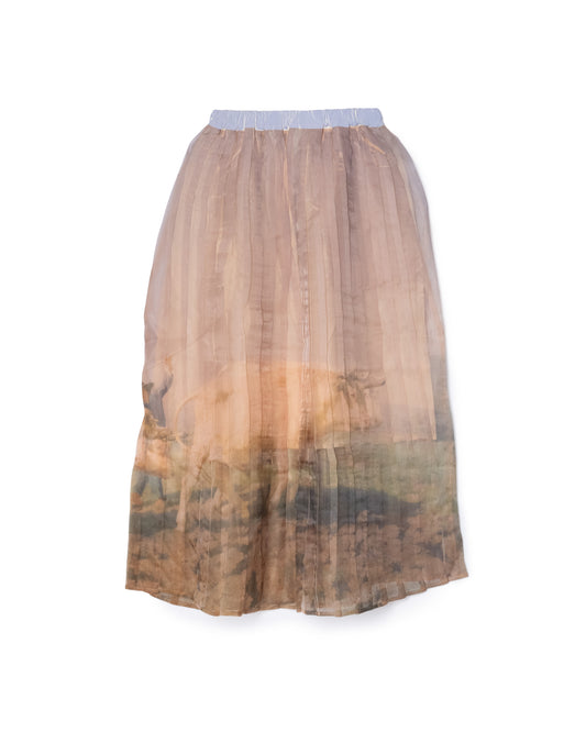 [PRE ORDER] DIRECT PRINT SHEER PLEATS SKIRT (COW)