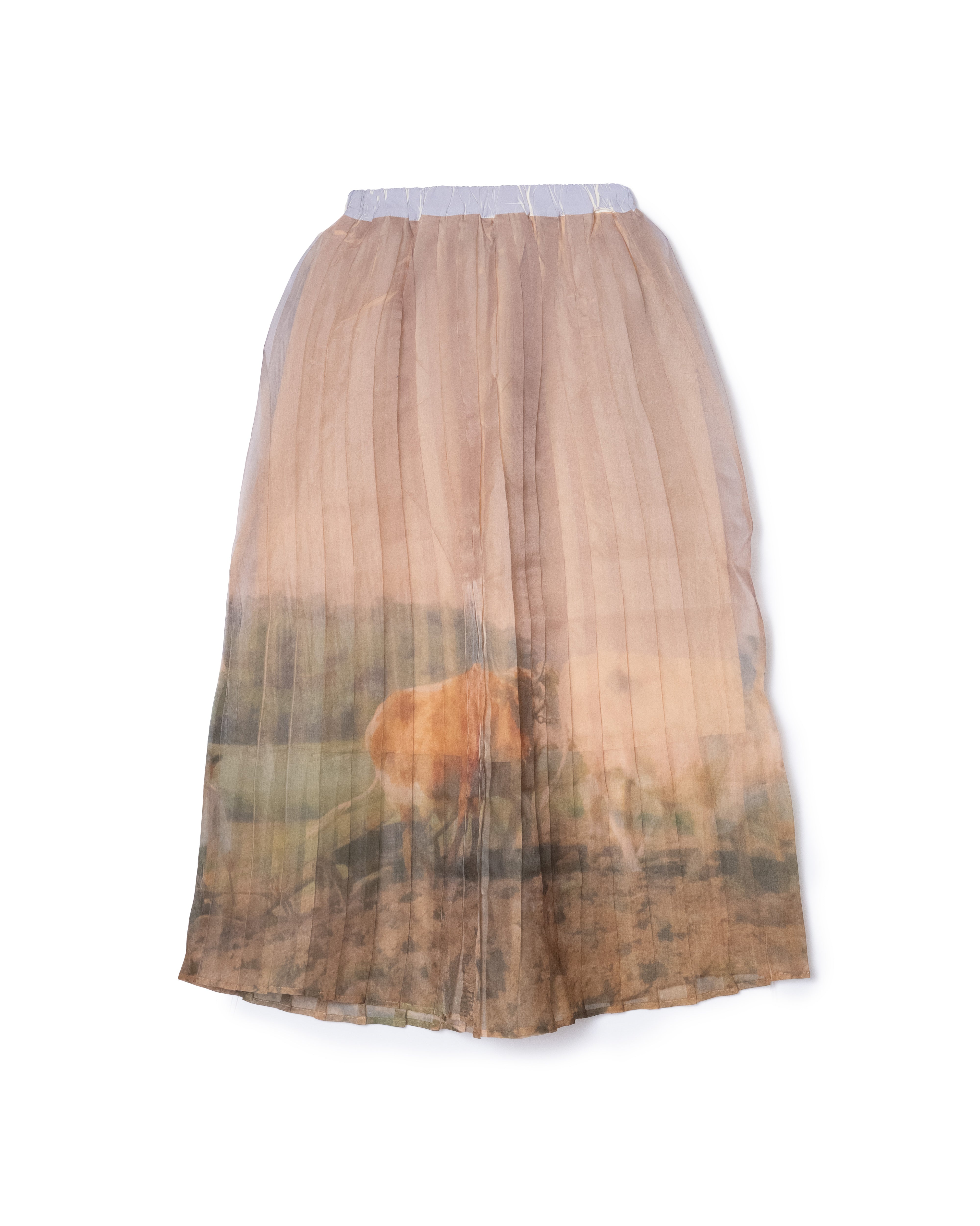 スカート painting sheer pleated skirt DIRECT PRINT SHEER PLEATS SKIRT (COW) – NON TOKYO