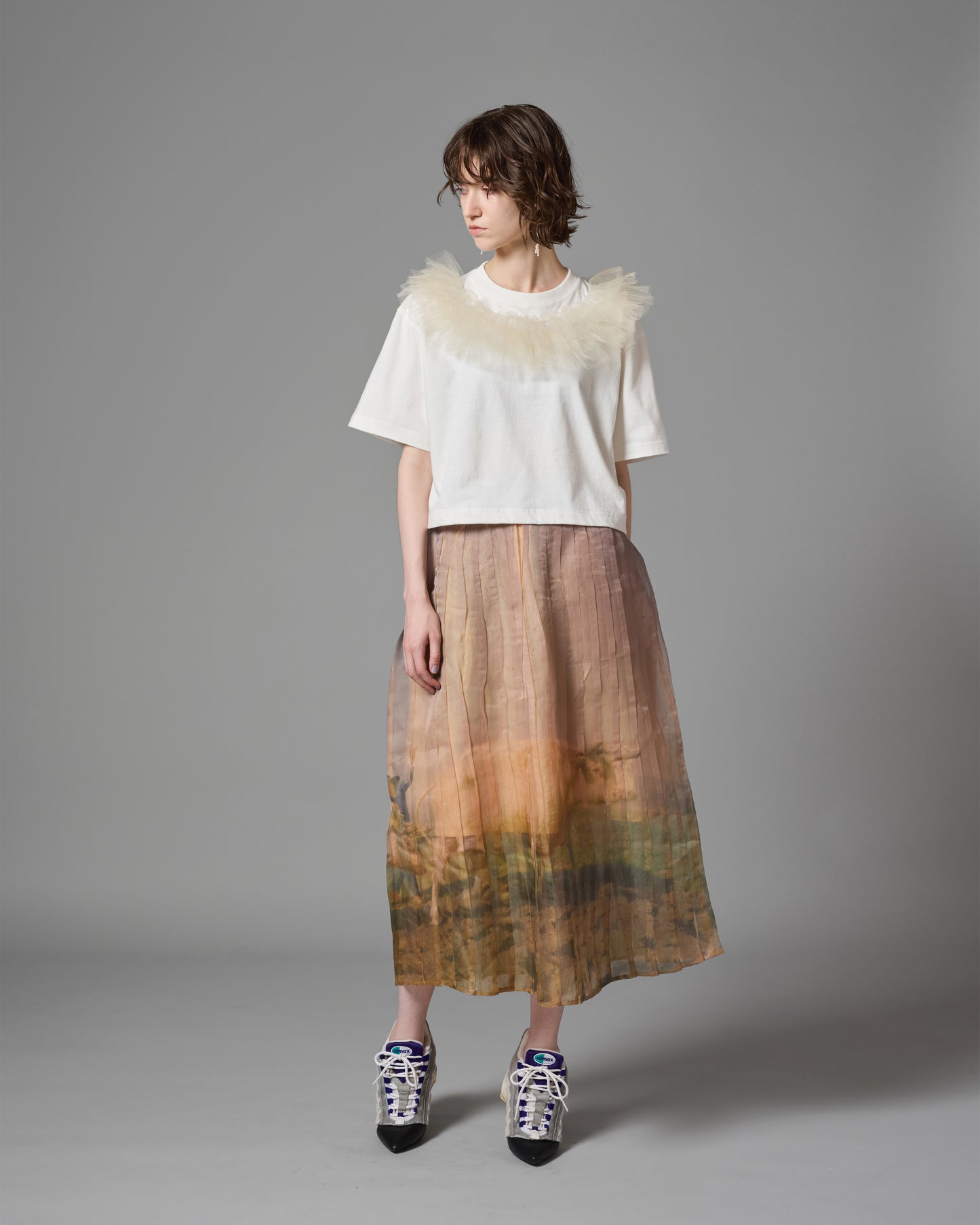 [PRE ORDER] DIRECT PRINT SHEER PLEATS SKIRT (COW)