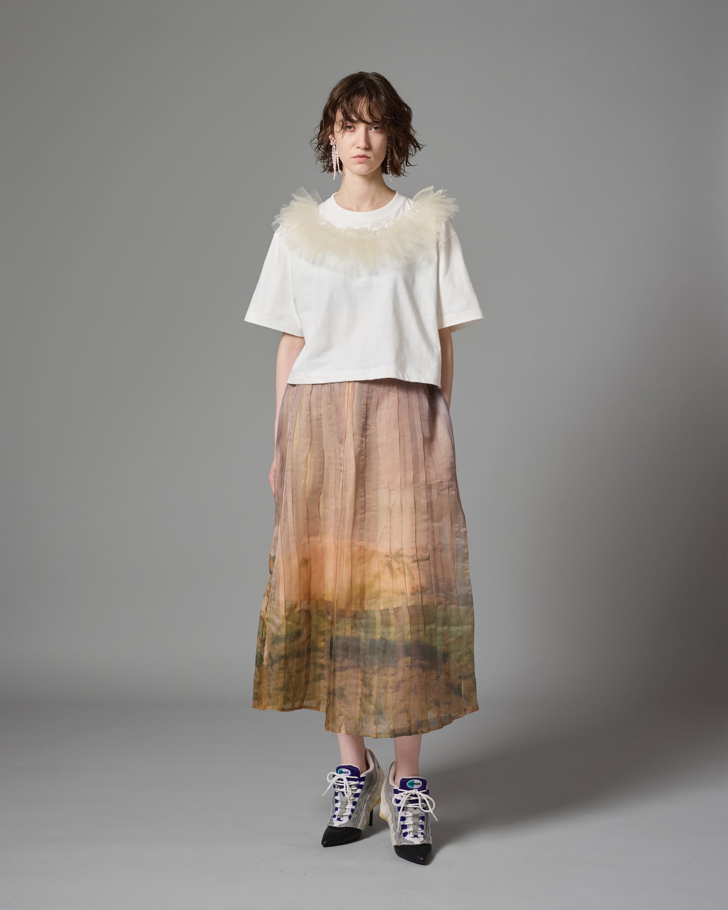 [PRE ORDER] DIRECT PRINT SHEER PLEATS SKIRT (COW)