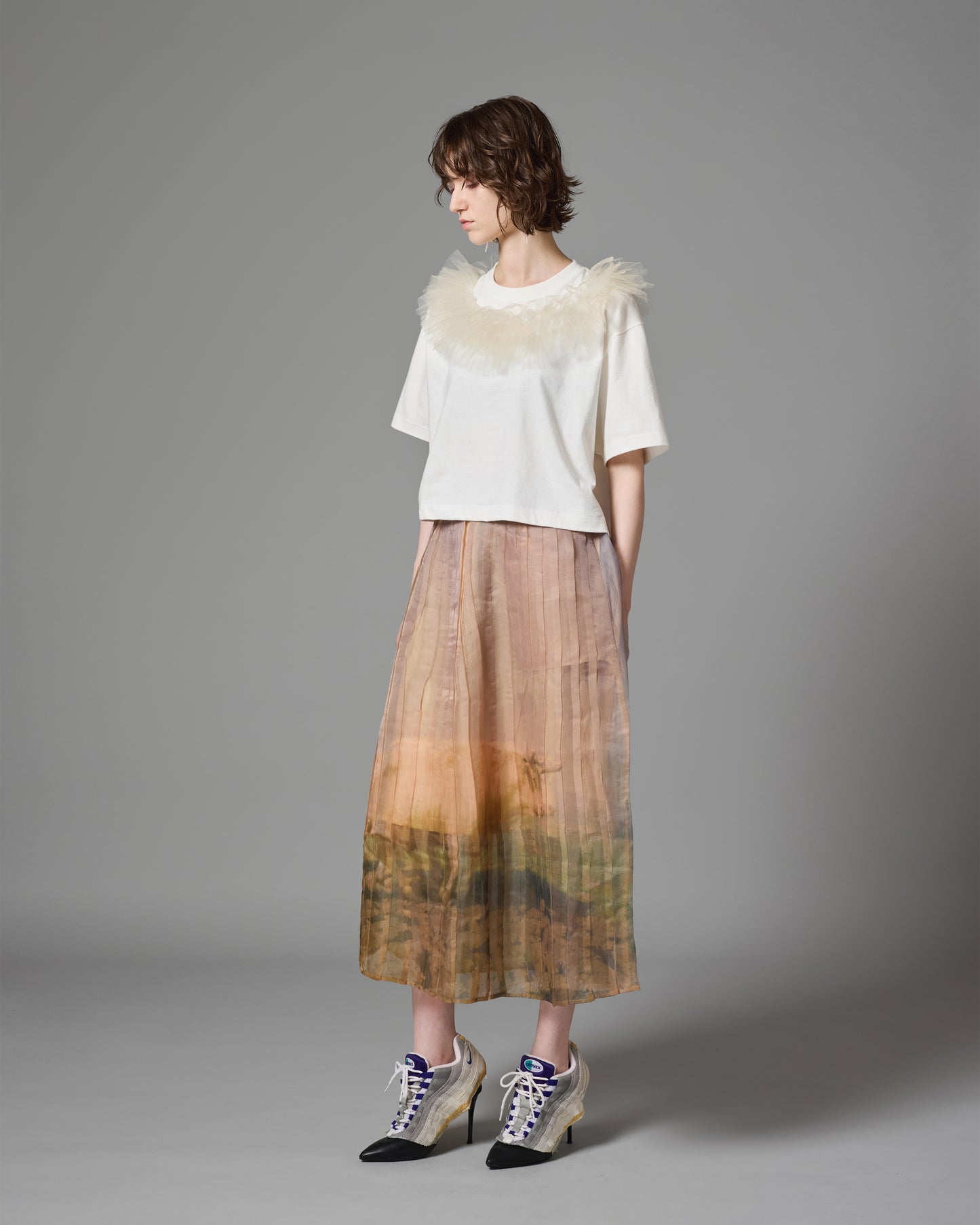 [PRE ORDER] DIRECT PRINT SHEER PLEATS SKIRT (COW)