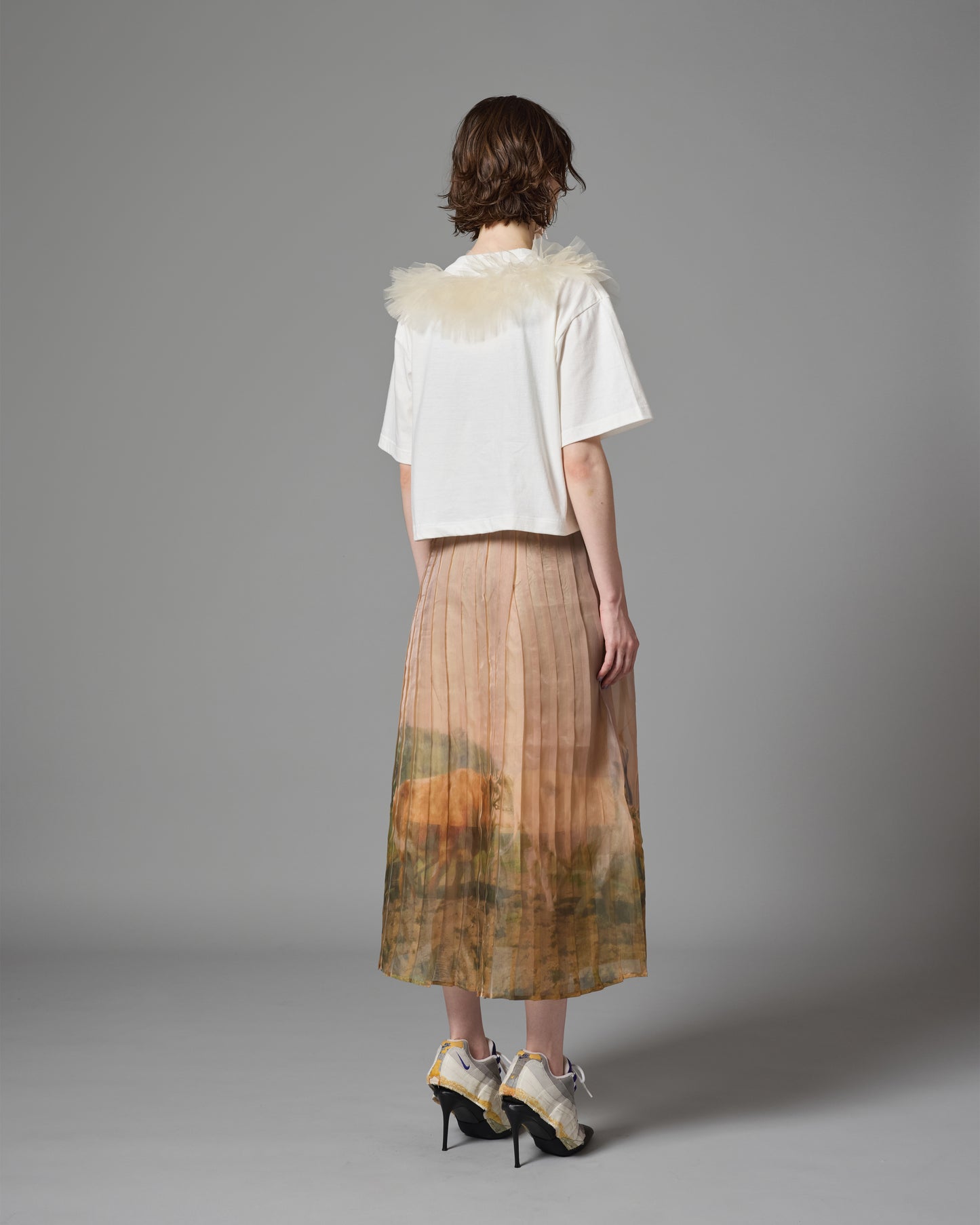 [PRE ORDER] DIRECT PRINT SHEER PLEATS SKIRT (COW)