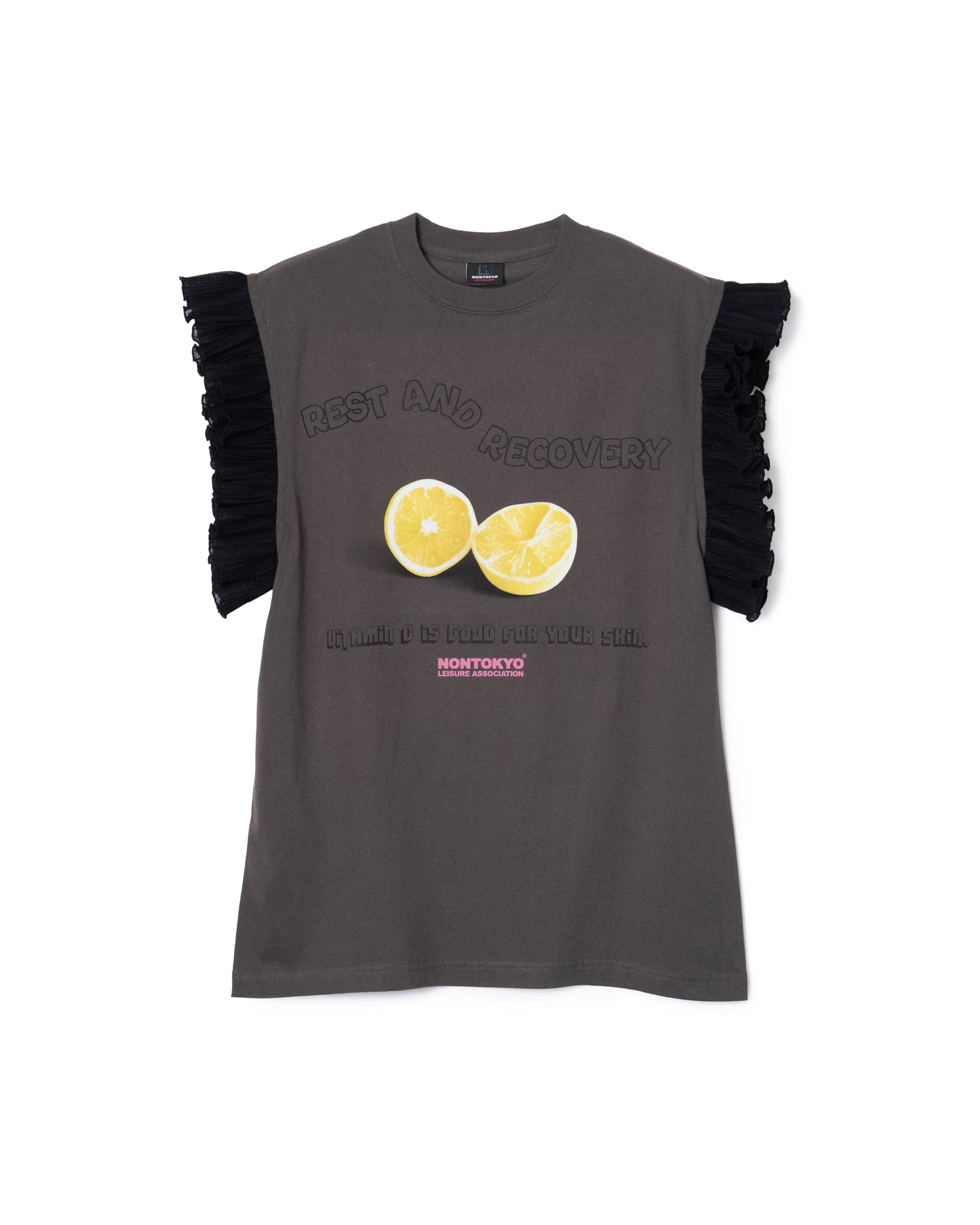 FRILL SLEEVE T-SHIRT (BLACK)