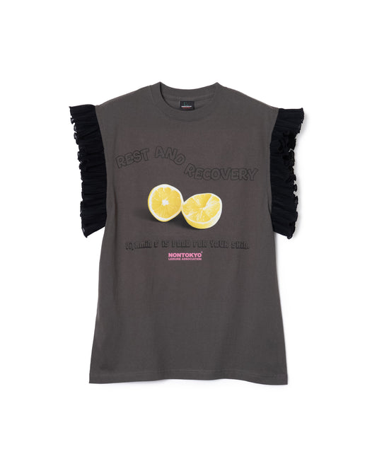 FRILL SLEEVE T-SHIRT (BLACK)