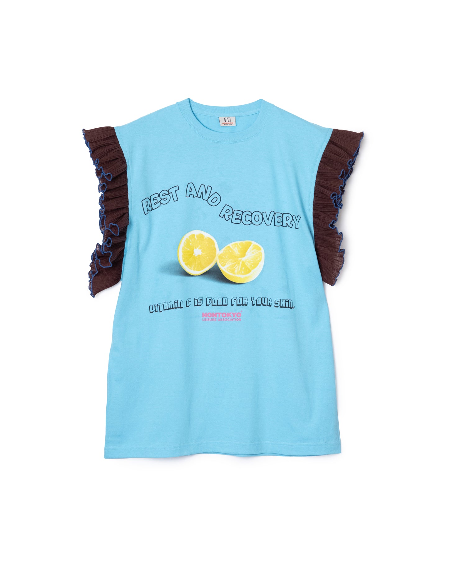 FRILL SLEEVE T-SHIRT (BLUE)