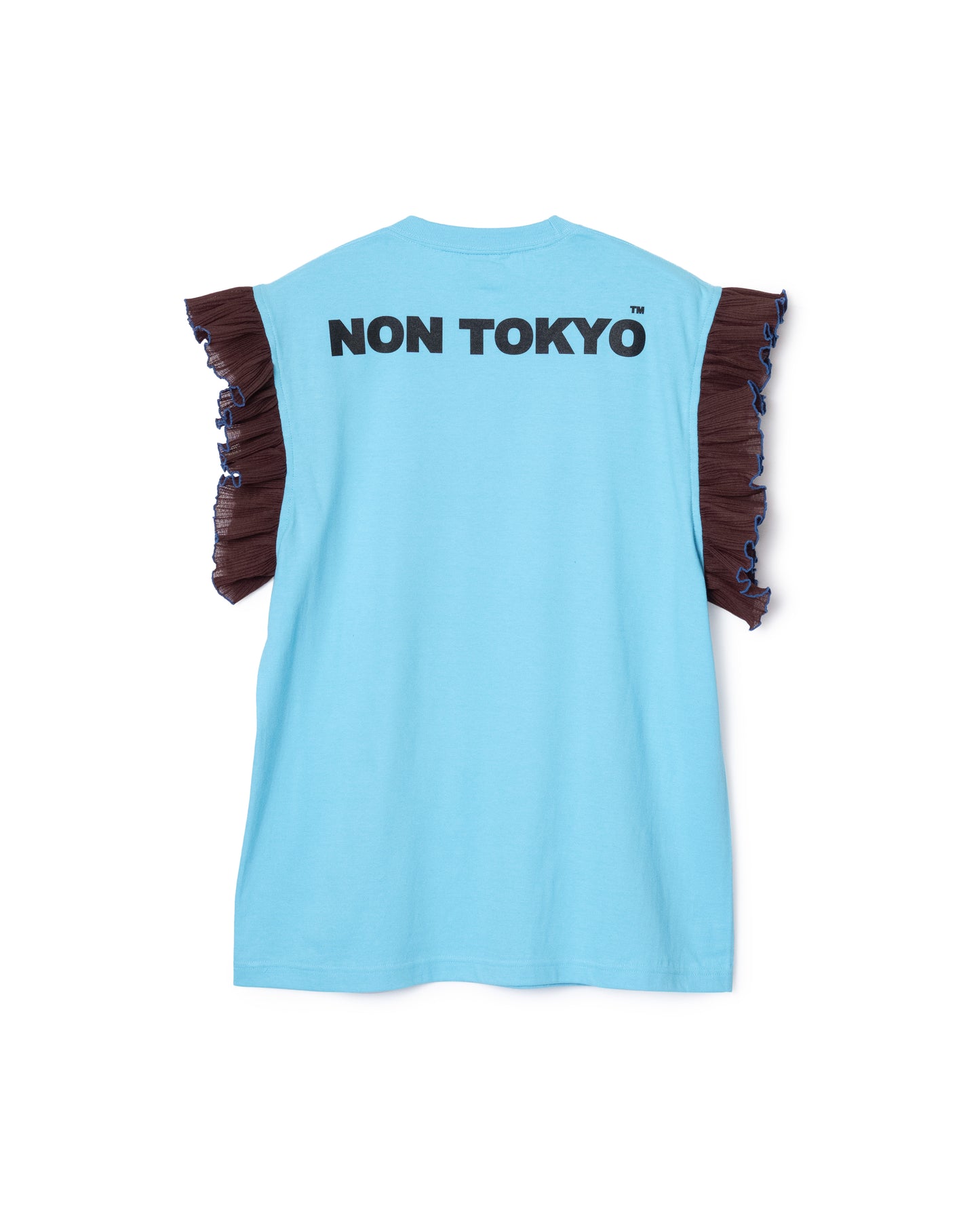 FRILL SLEEVE T-SHIRT (BLUE)