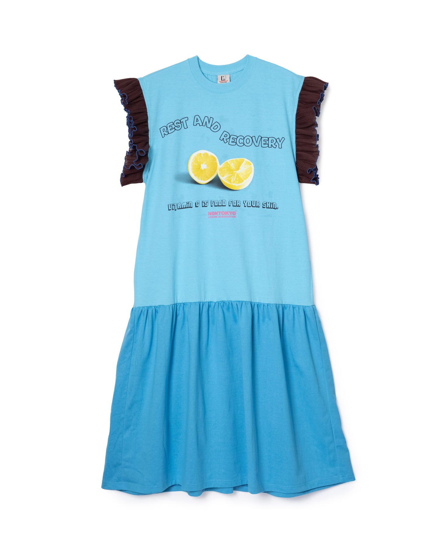 FRILL SLEEVE ONE-PIECE (BLUE)