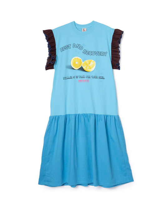 FRILL SLEEVE ONE-PIECE (BLUE)