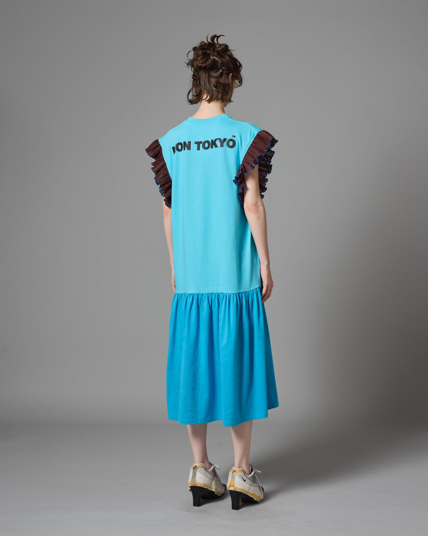 FRILL SLEEVE ONE-PIECE (BLUE)