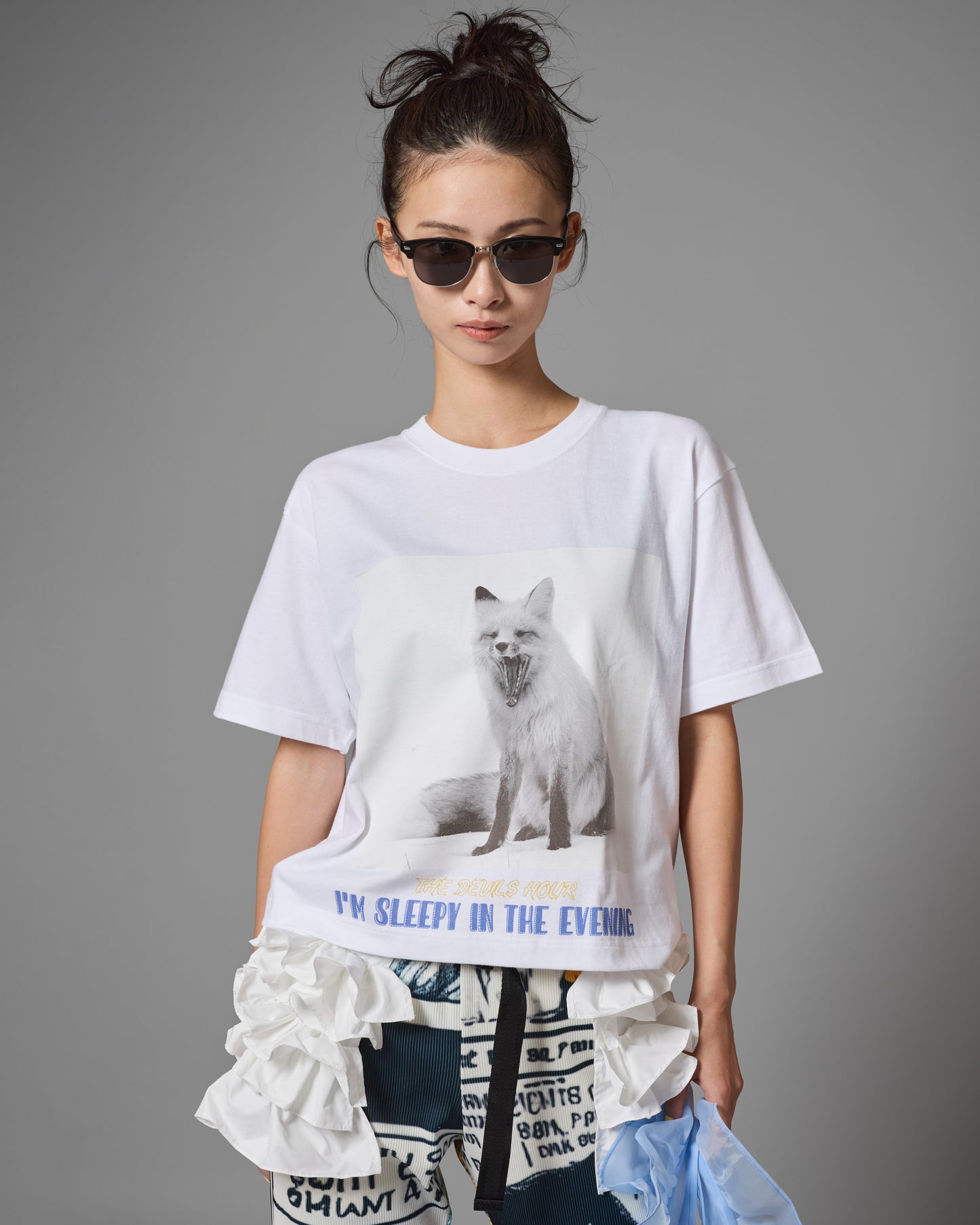 FOX PRINT SHORT T-SHIRT (WHITE)