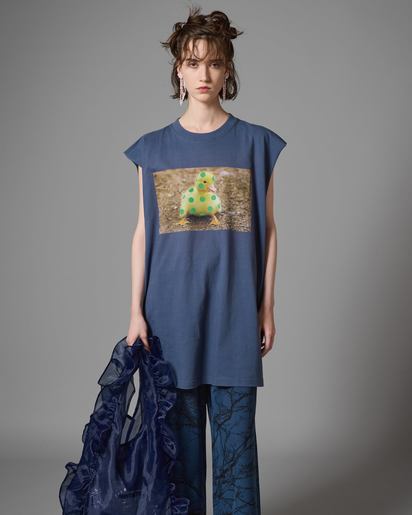 DUCK PRINT NO-SLEEVE T-SHIRT (BLUE)