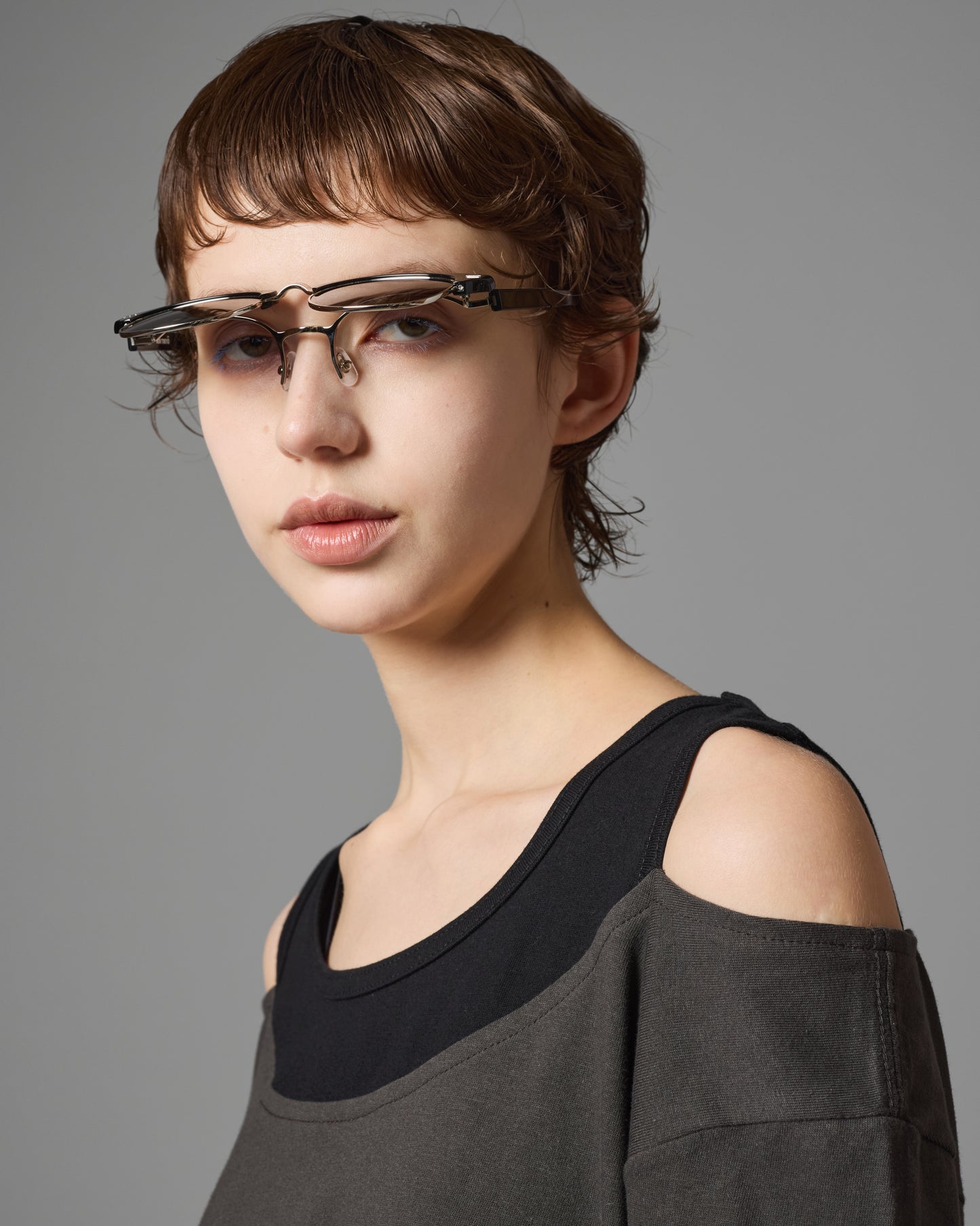 FLIP-UP METAL SIRMONT SUNGLASSES (GRAY/PURPLE LENS)