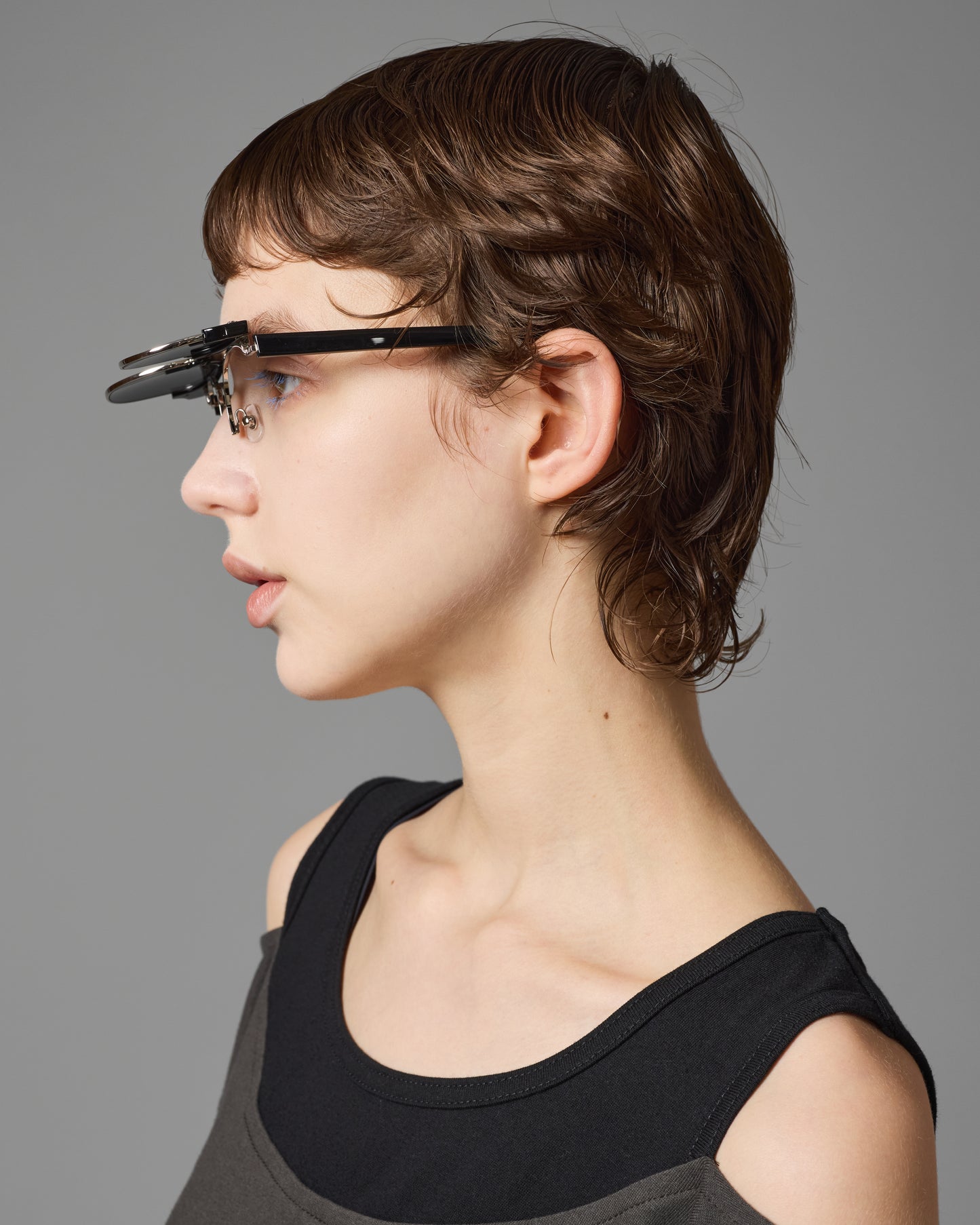FLIP-UP METAL SIRMONT SUNGLASSES (GRAY/PURPLE LENS)