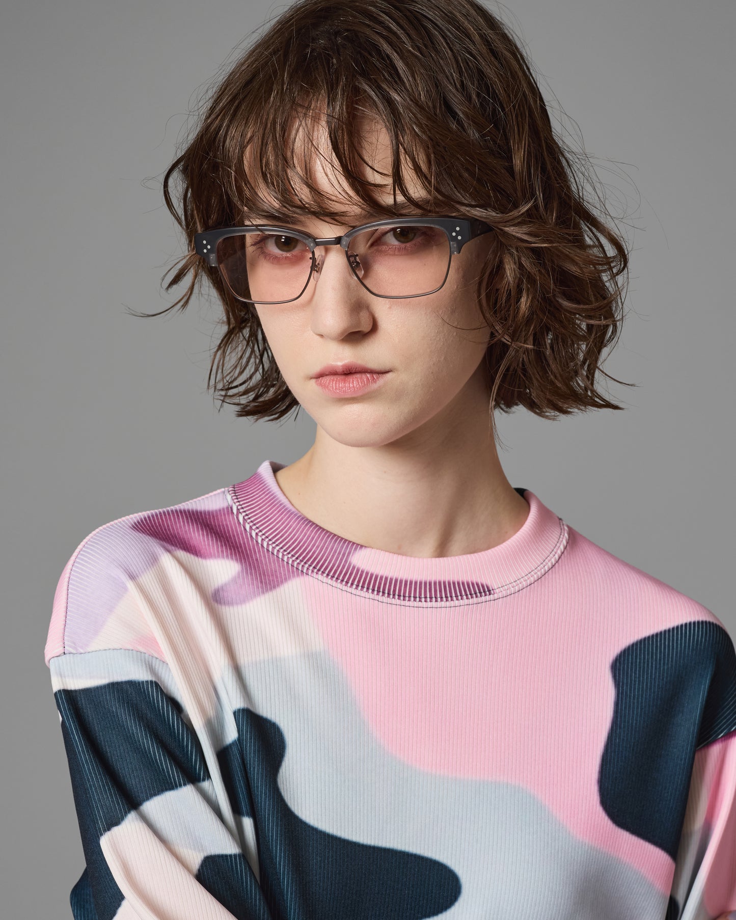 METAL SIRMONT GLASSES (GRAY/PINK LENS)