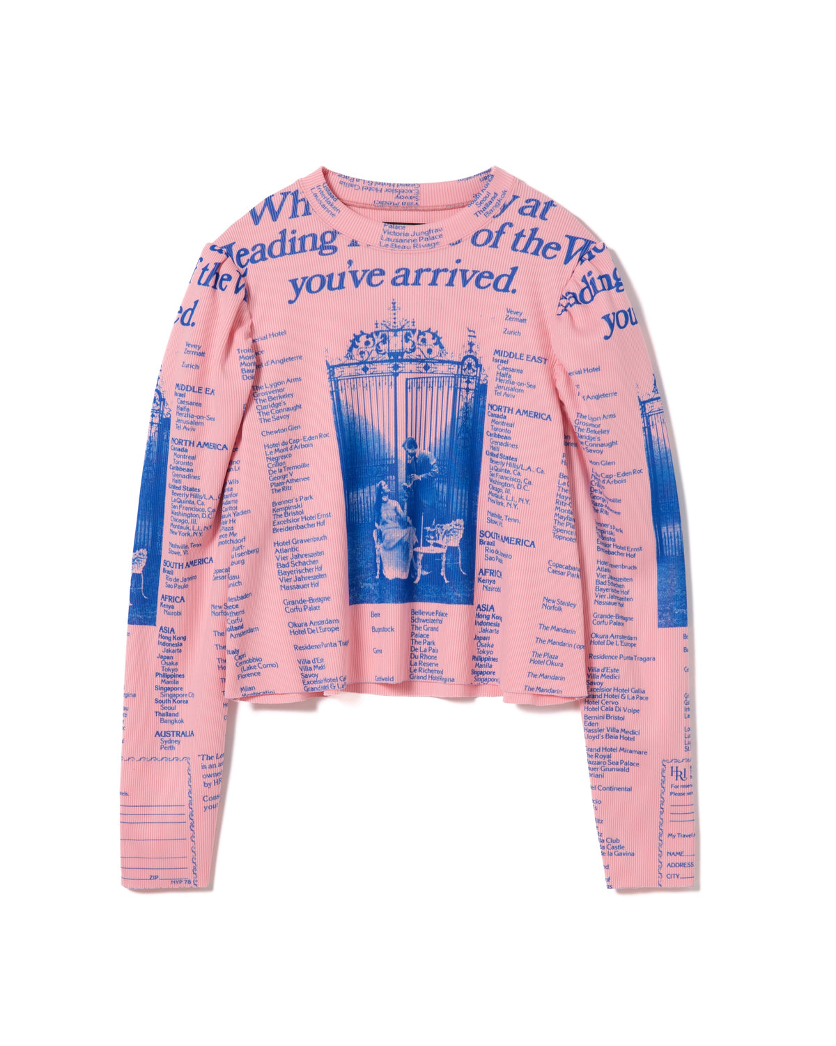 PRINT RIB PUFF SLEEVE C/S (PINK)