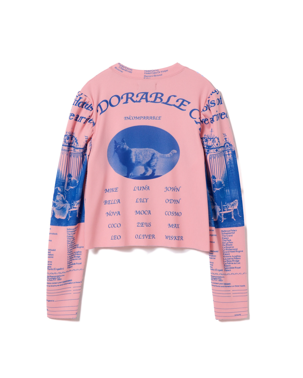 PRINT RIB PUFF SLEEVE C/S (PINK)