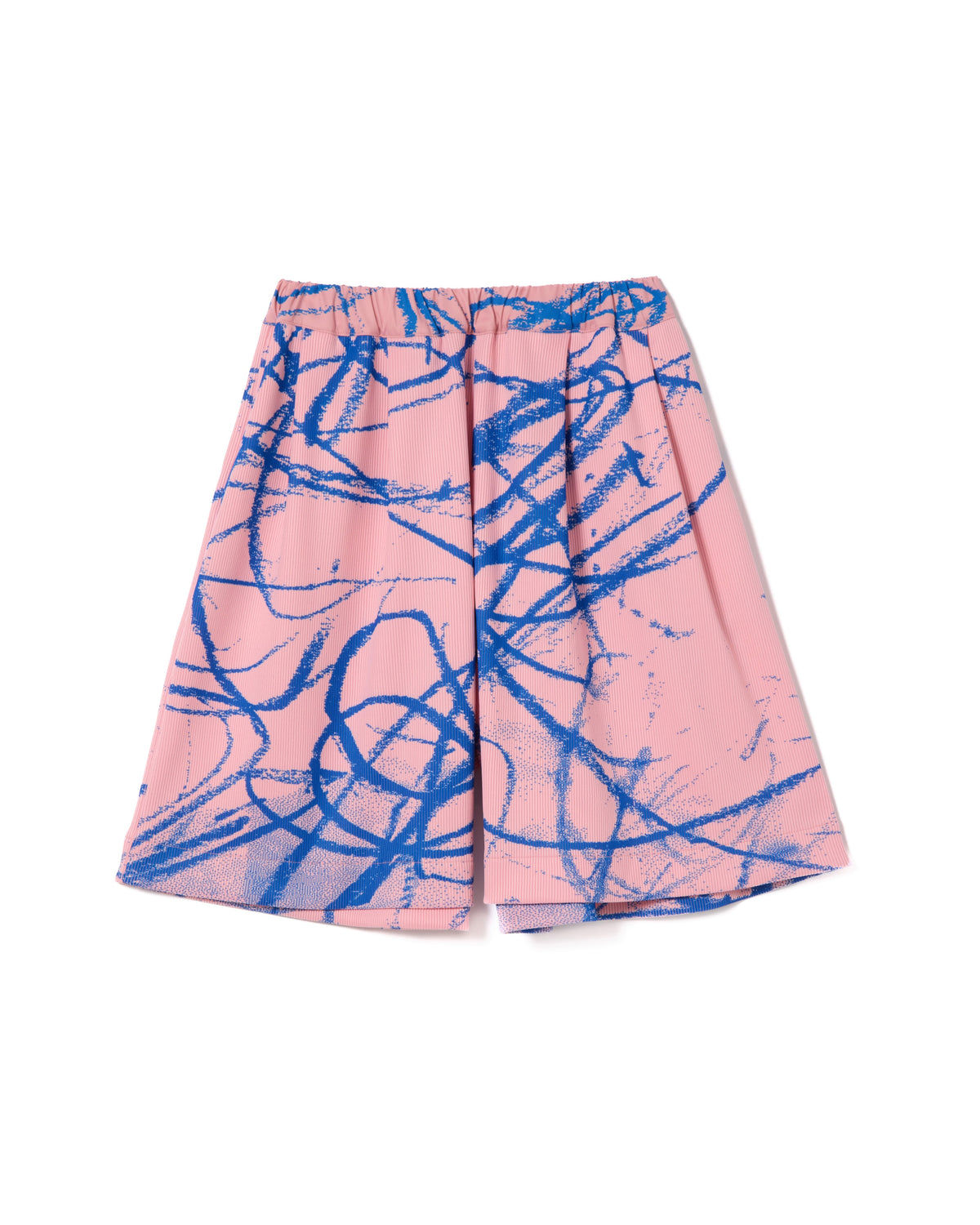 PRINT RIB WIDE SHORTS (PINK)