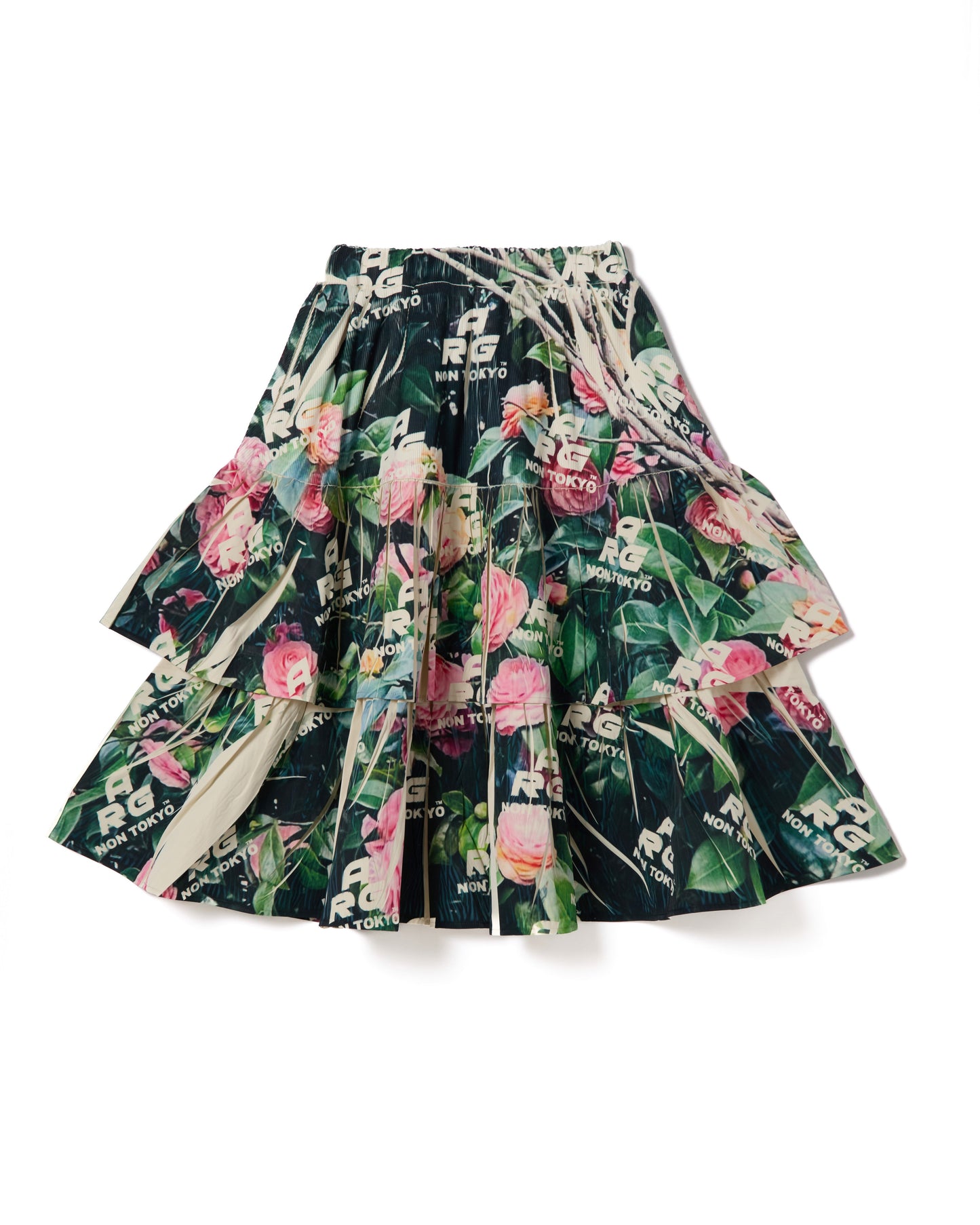 DIRECT PRINT RIB GATHER SKIRT (ARG ROSE)