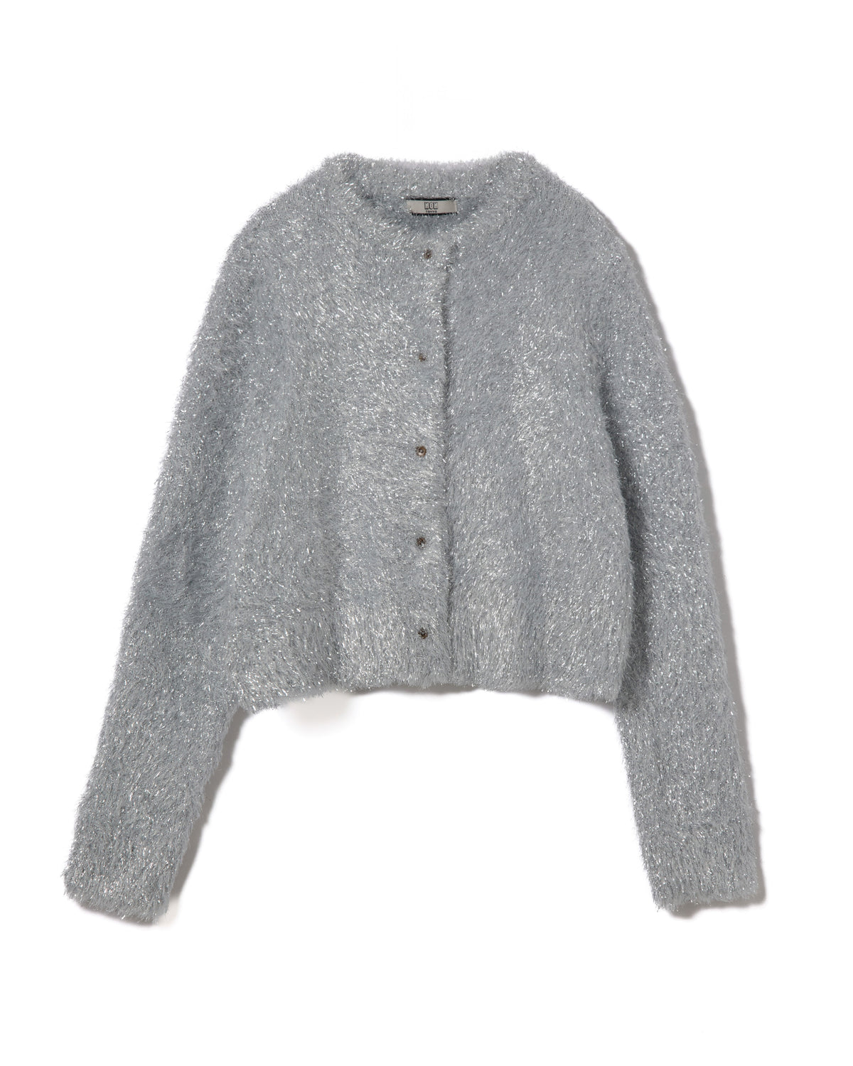 GLITTER SHAGGY KNIT CARDIGAN (SILVER)