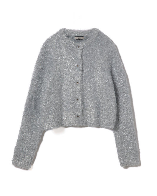GLITTER SHAGGY KNIT CARDIGAN (SILVER)