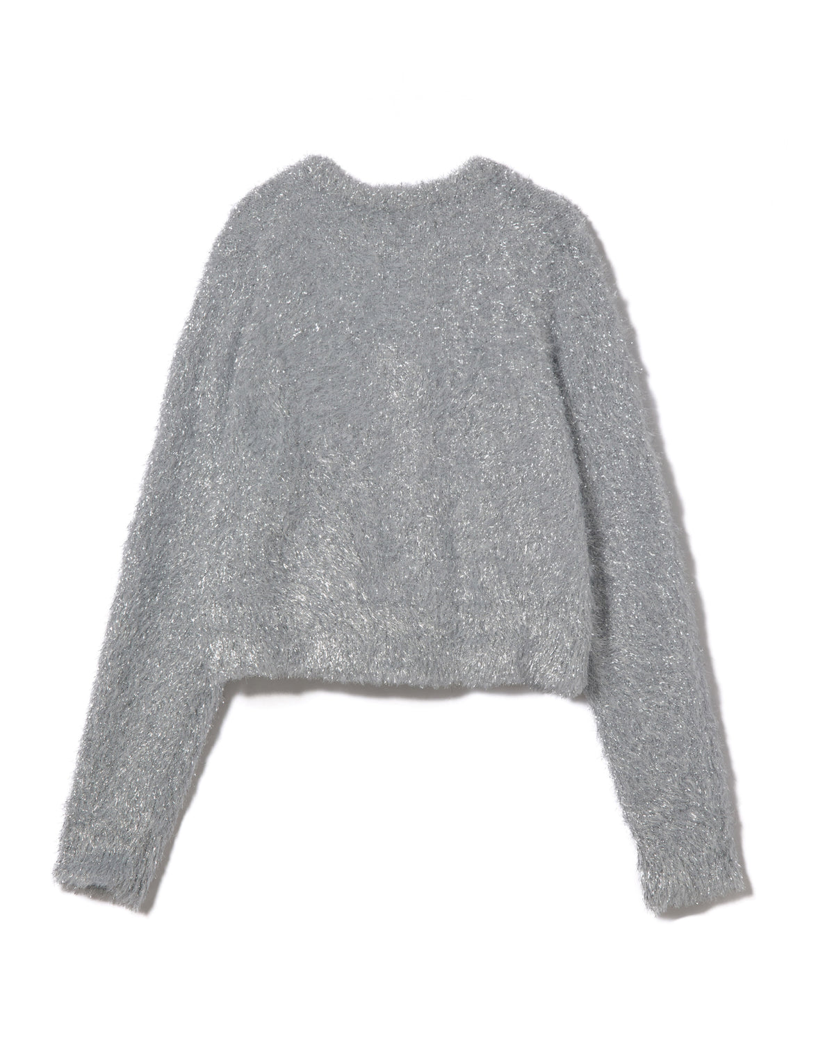 GLITTER SHAGGY KNIT CARDIGAN (SILVER)