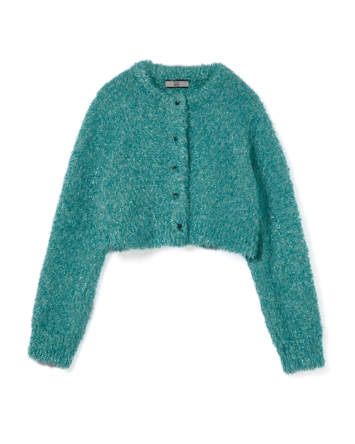 GLITTER SHAGGY KNIT CARDIGAN (M.GREEN)
