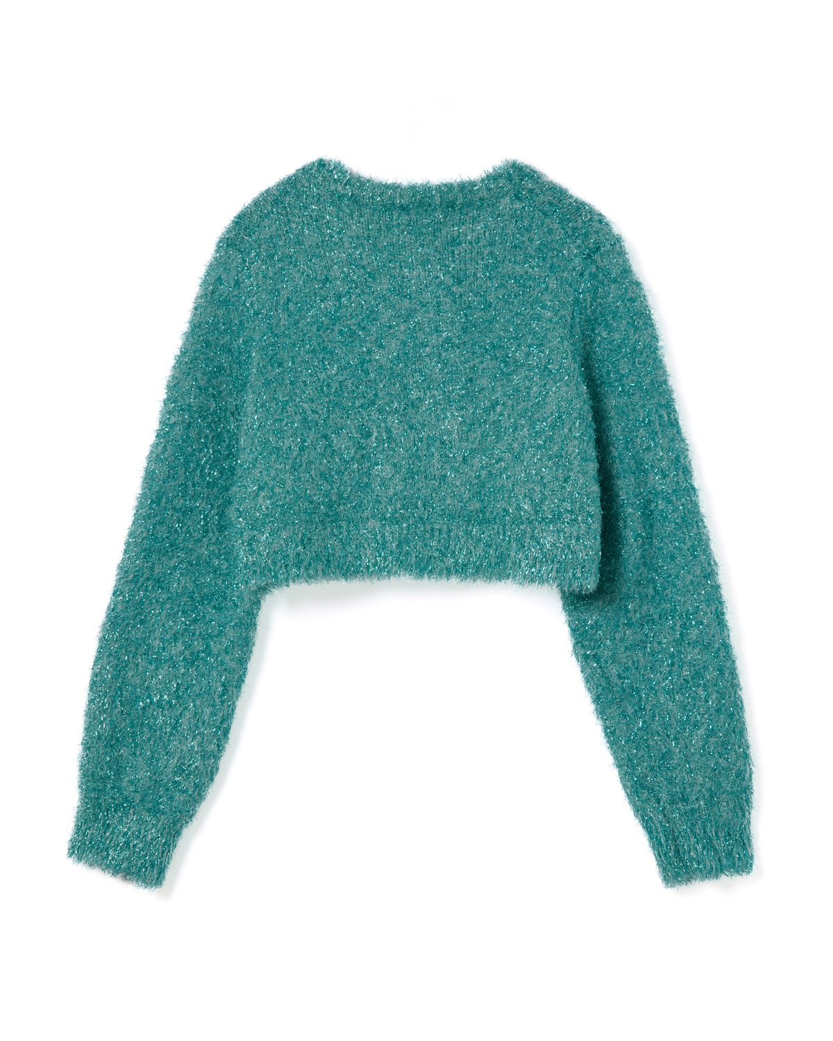 GLITTER SHAGGY KNIT CARDIGAN (M.GREEN)