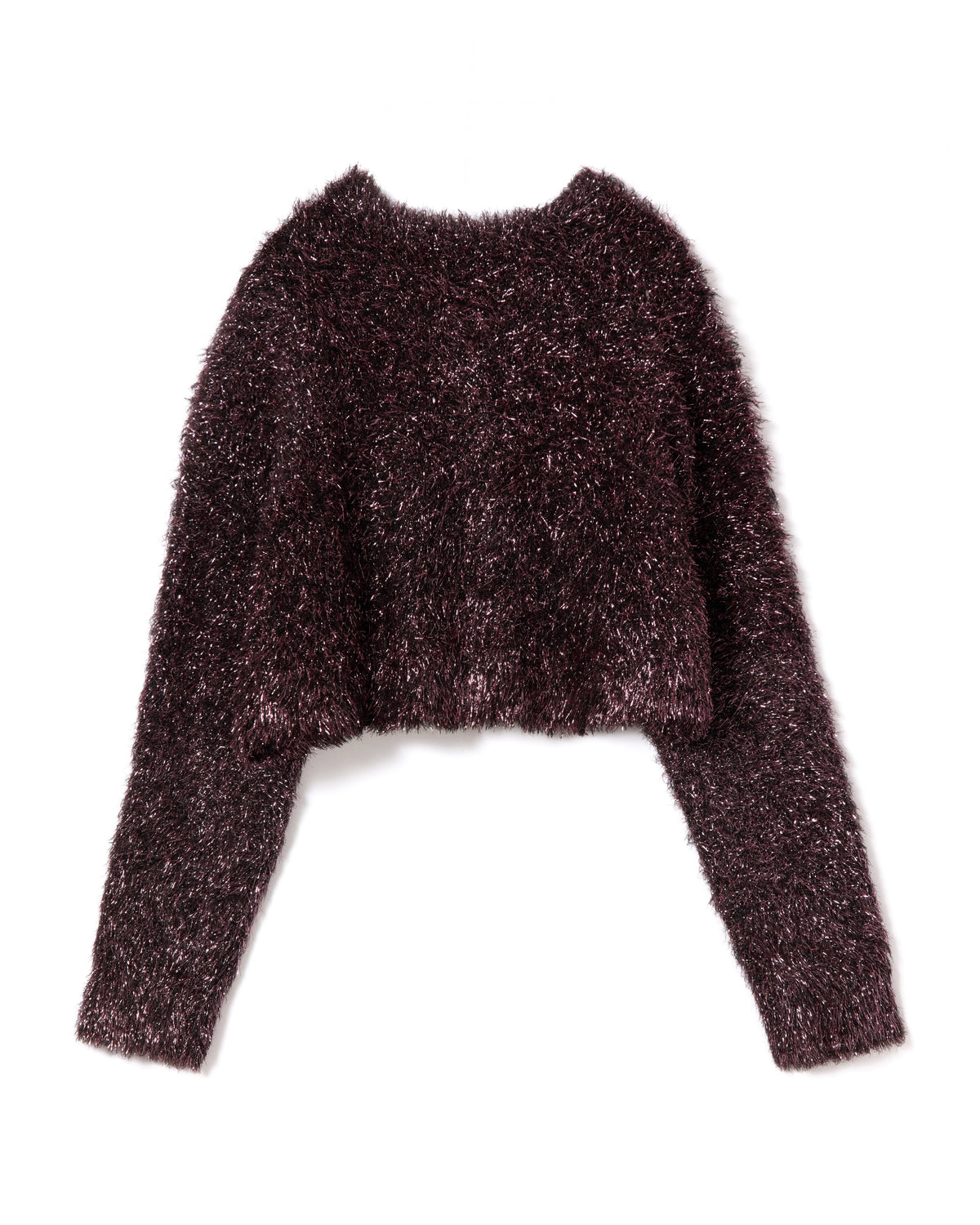 GLITTER SHAGGY KNIT CARDIGAN (BLACK PINK)