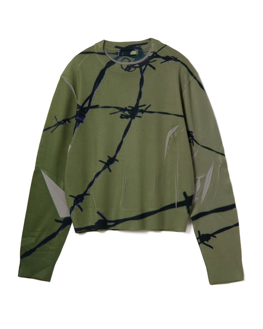 PRINT KNIT PULLOVER TOP (KHAKI)