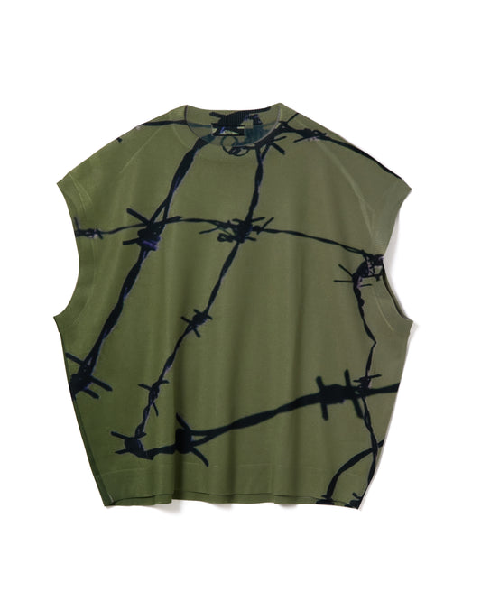 PRINT KNIT PULLOVER VEST (KHAKI)