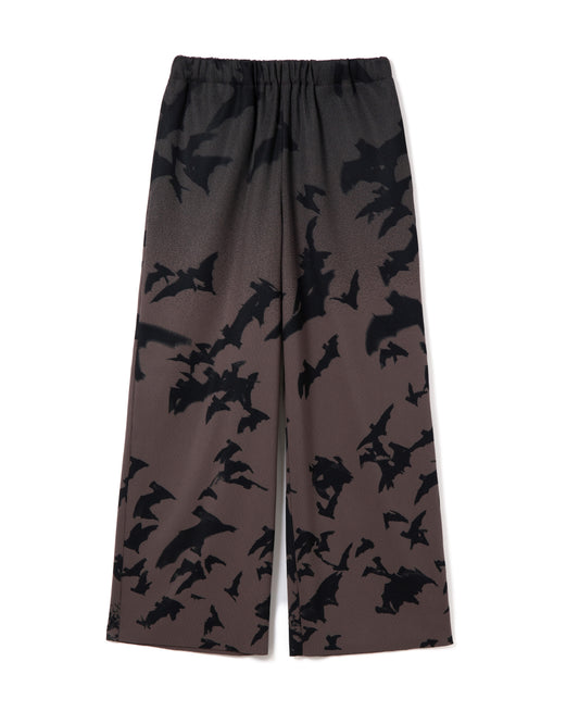 PRINT RIB WIDE PANTS (CHARCOAL)