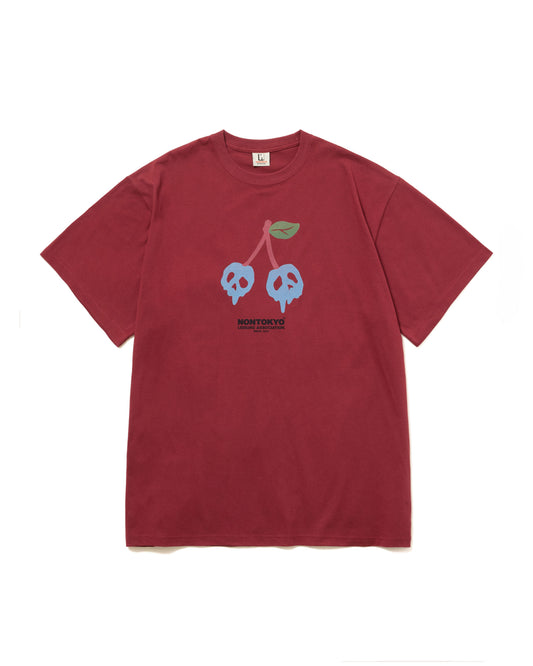 PRINT H/S BIG T-SHIRT / SCULL CHERRY  (WINE)