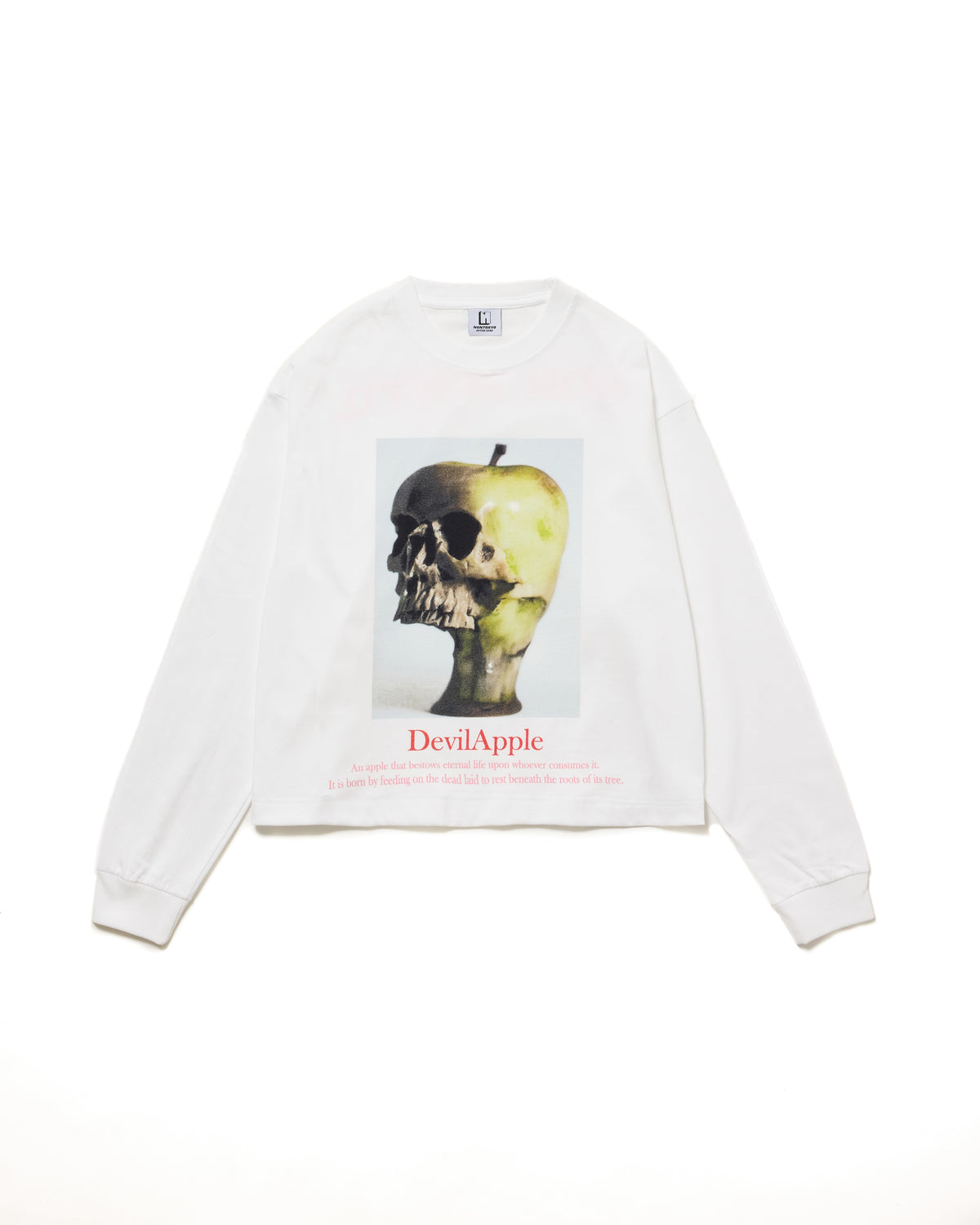 PRINT L/S SHORT T-SHIRT / DEVIL APPLE (WHITE)