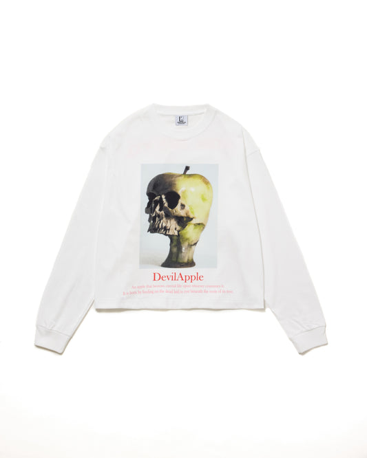PRINT L/S SHORT T-SHIRT / DEVIL APPLE (WHITE)