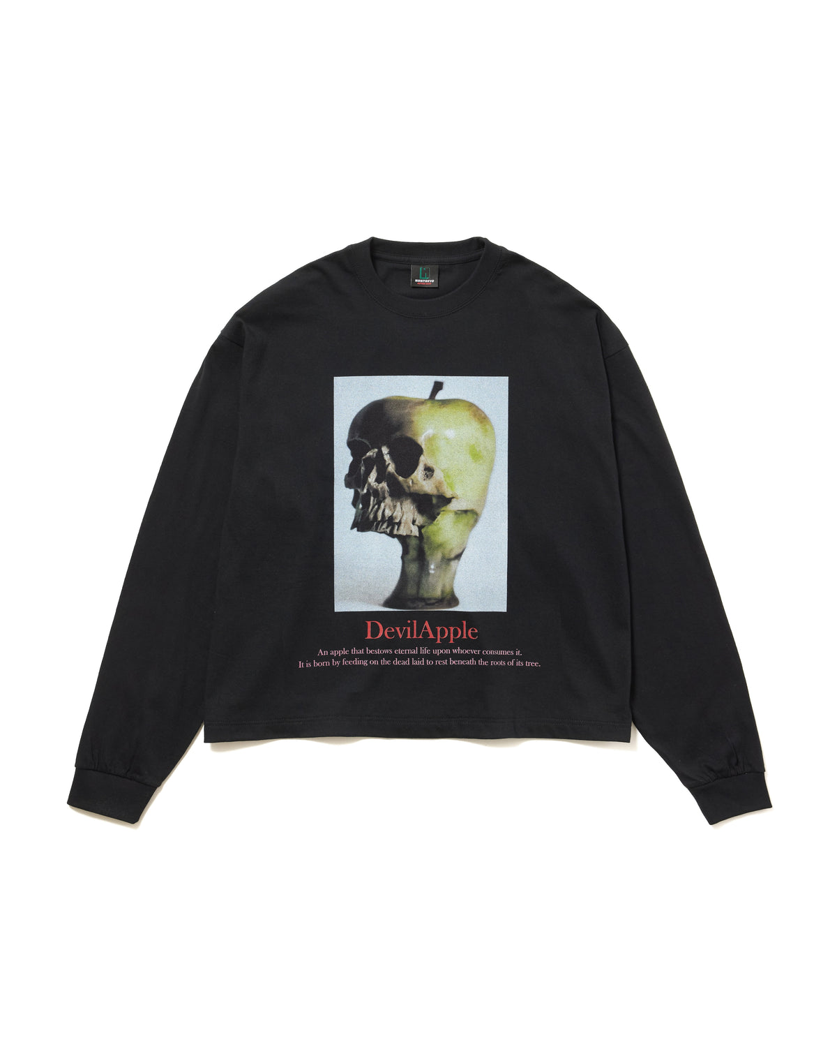 PRINT L/S SHORT T-SHIRT / DEVIL APPLE (BLACK)